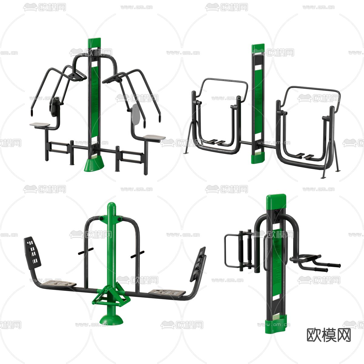 健身器材 漫步机 坐蹬器 腰背按摩器3d模型下载