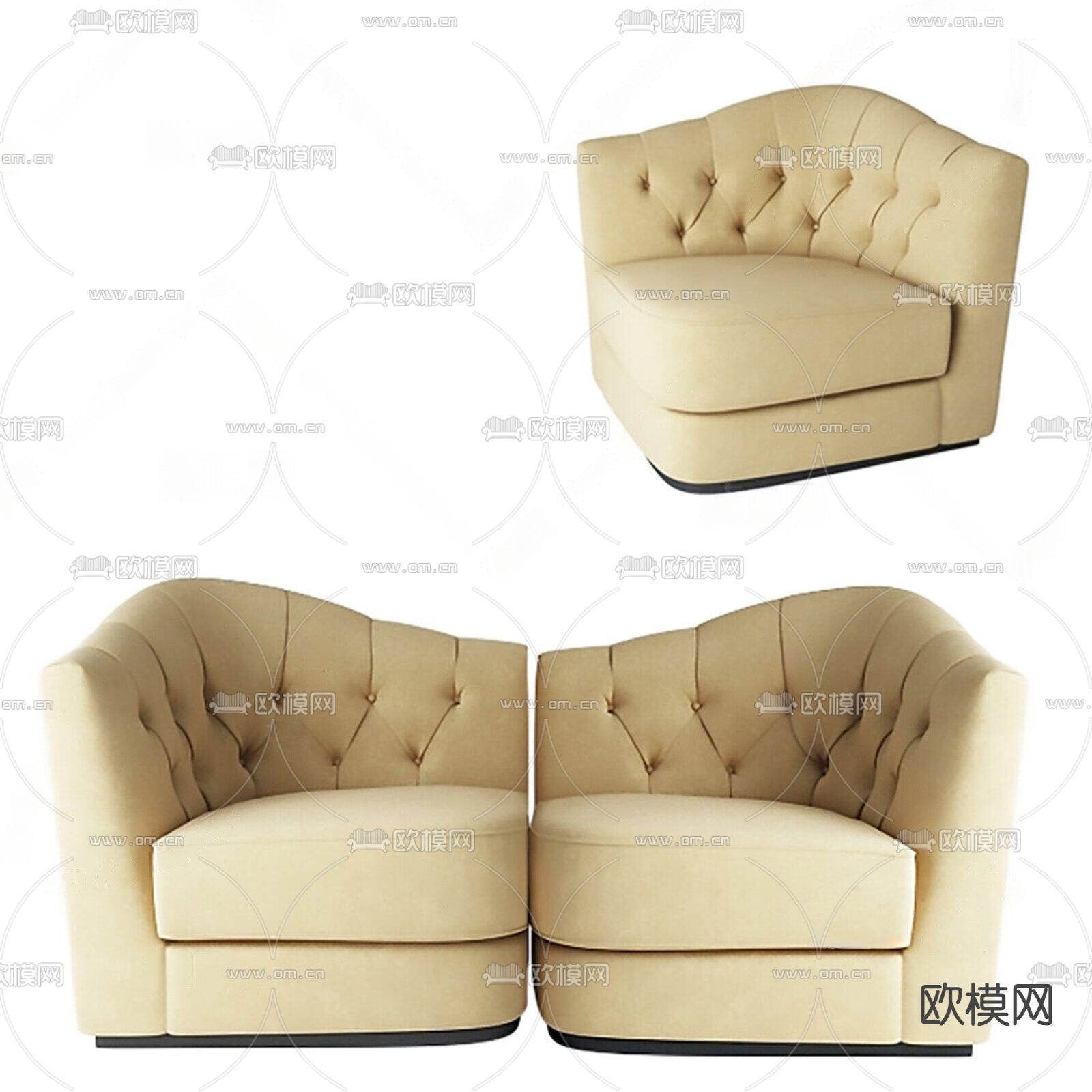 简欧单人沙发 拼接沙发3d模型下载