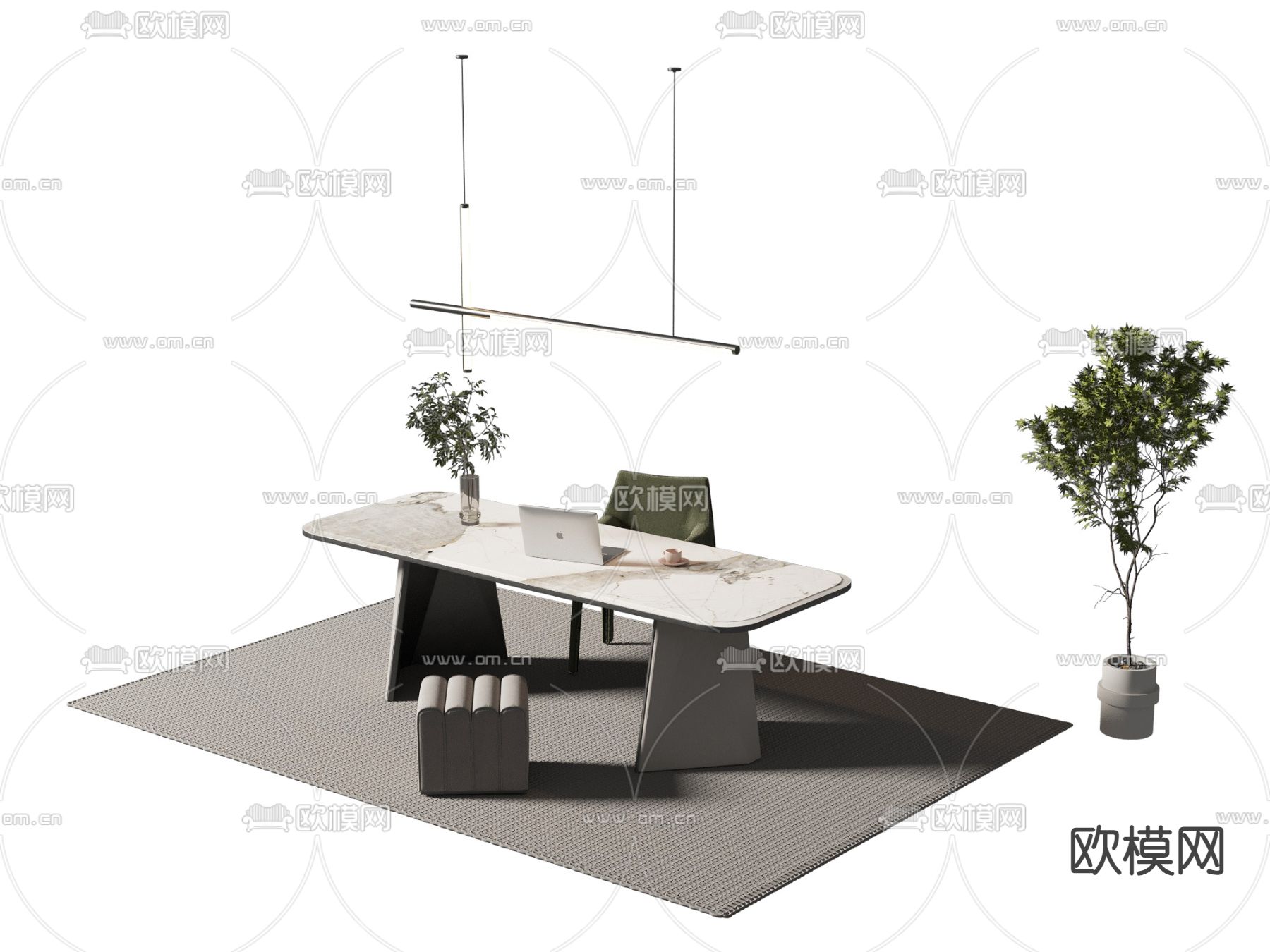 现代书桌 书台3d模型下载