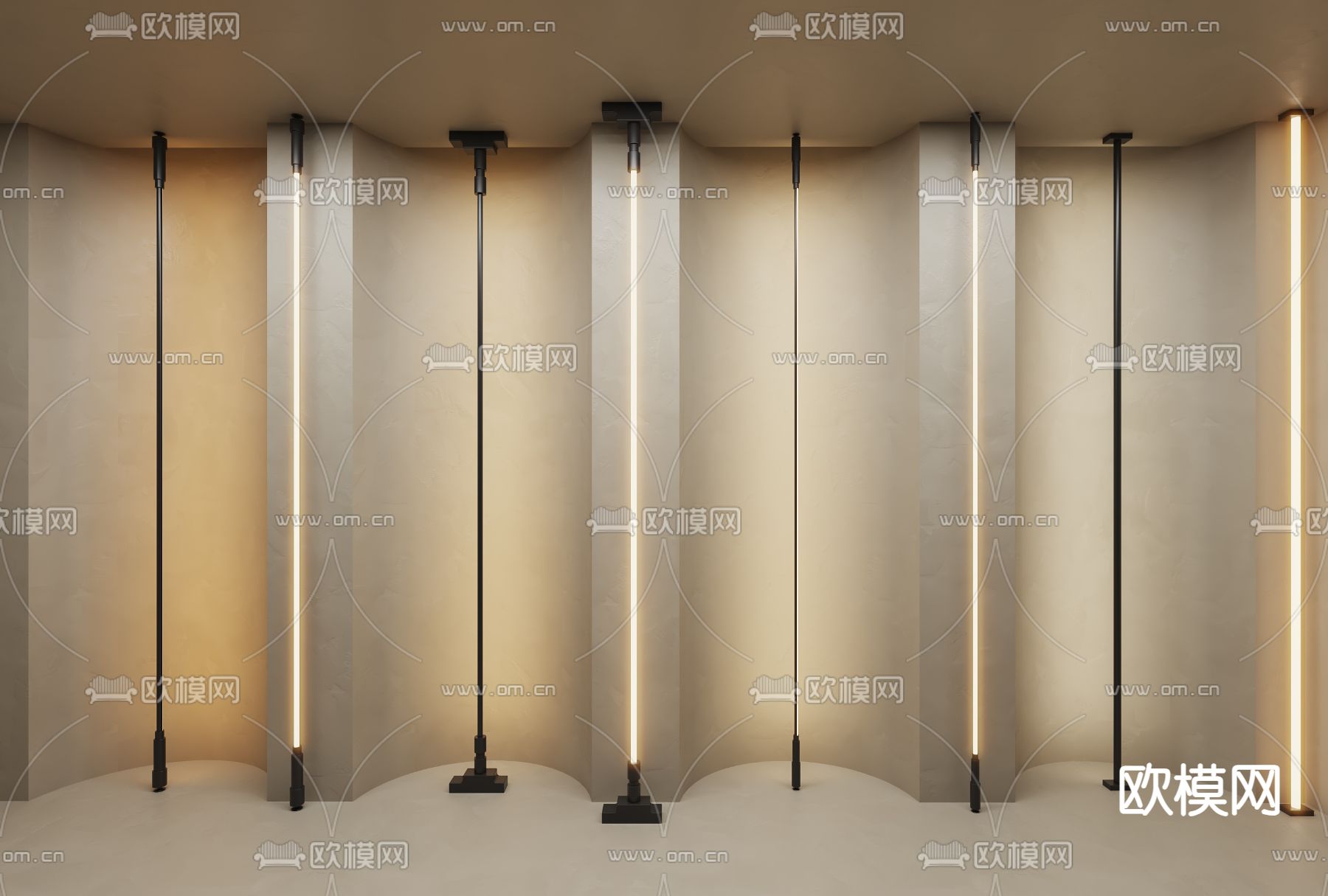 天际灯 线形灯 天际灯 钢带灯su模型下载（渲染图1）