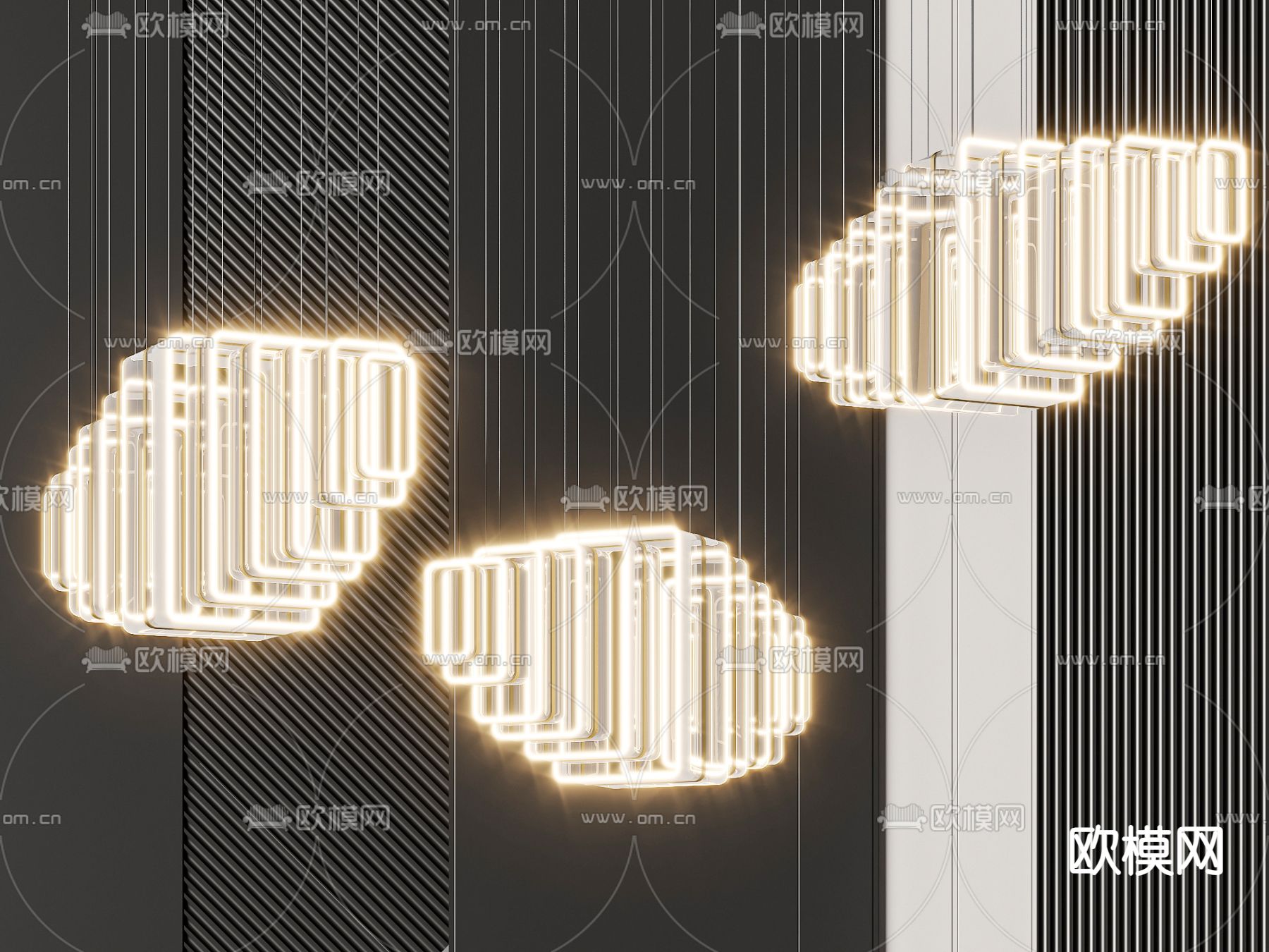 新中式吊灯3d模型下载