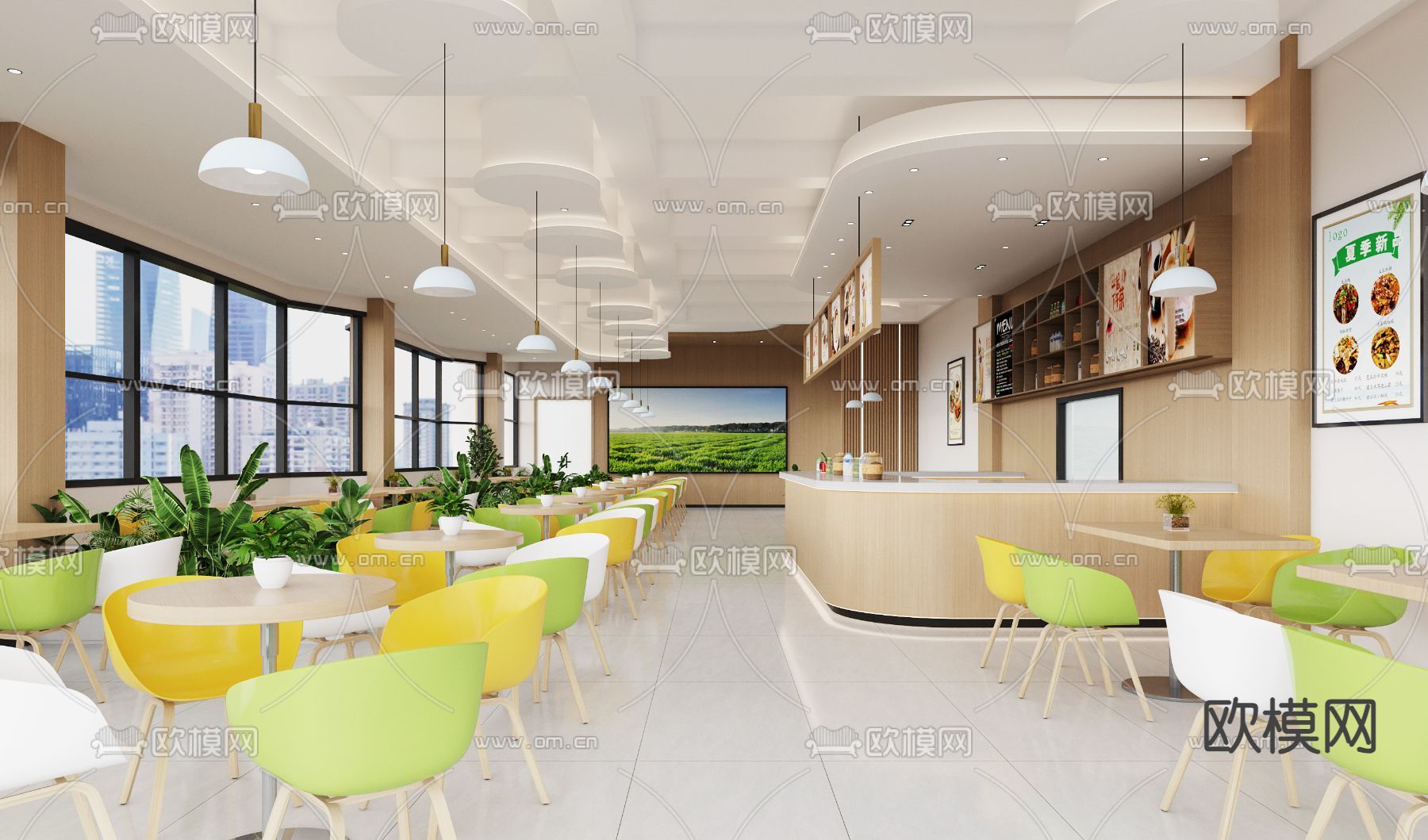 现代咖啡厅3d模型下载（渲染图1）