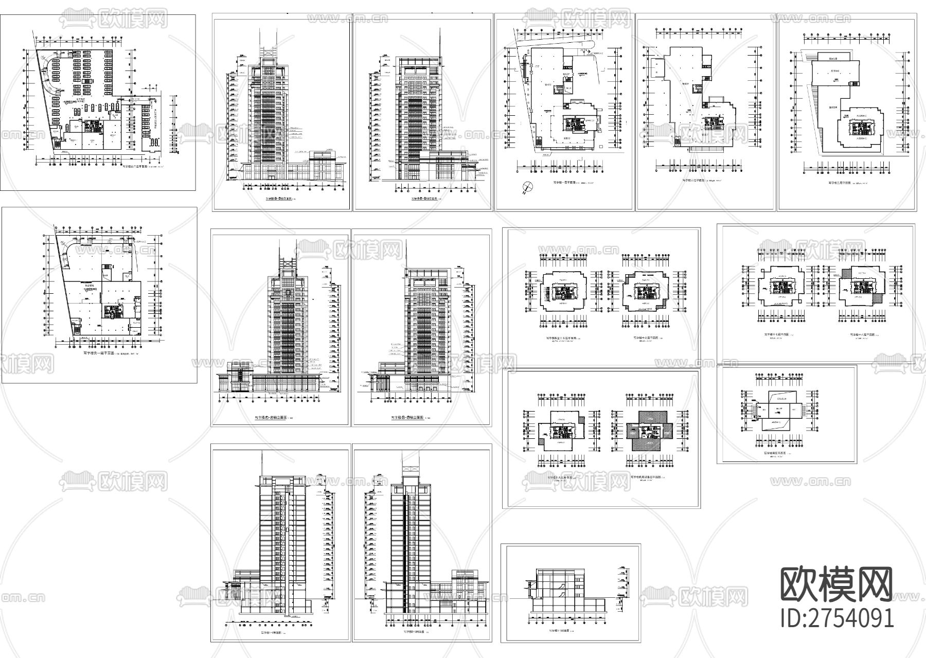 高层写字楼建筑CAD施工图下载（渲染图10）