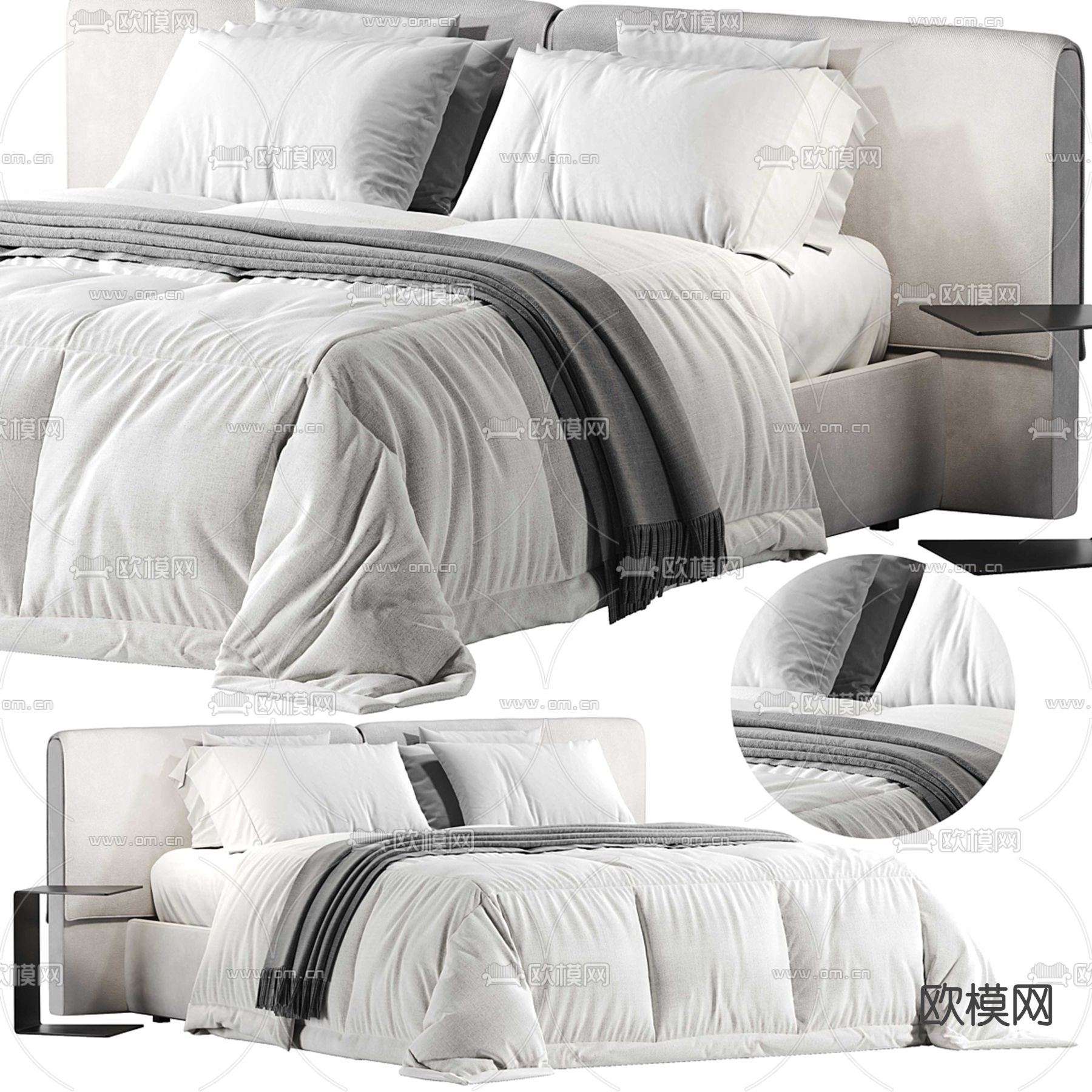 Meridiani 双人床3d模型下载（渲染图2）