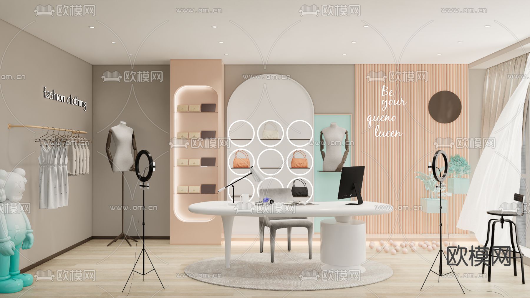 北欧网红直播间su模型下载（渲染图1）