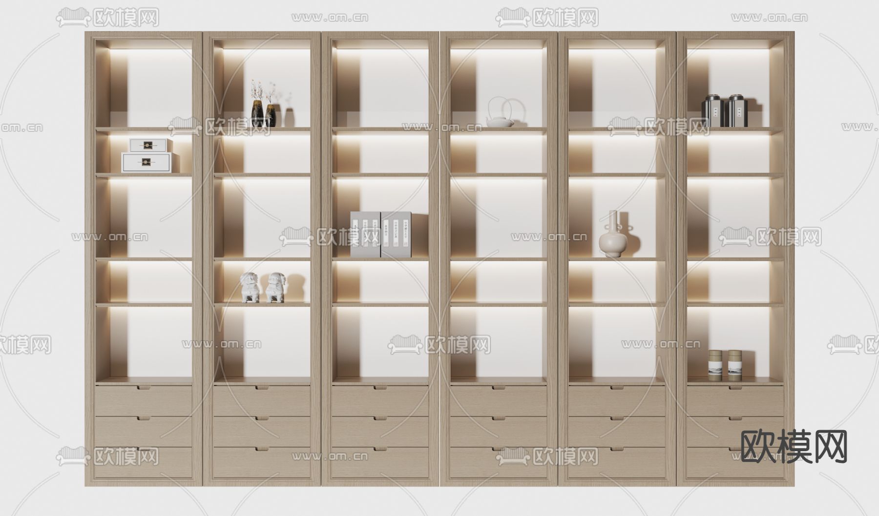 新中式装饰柜 书柜3d模型下载