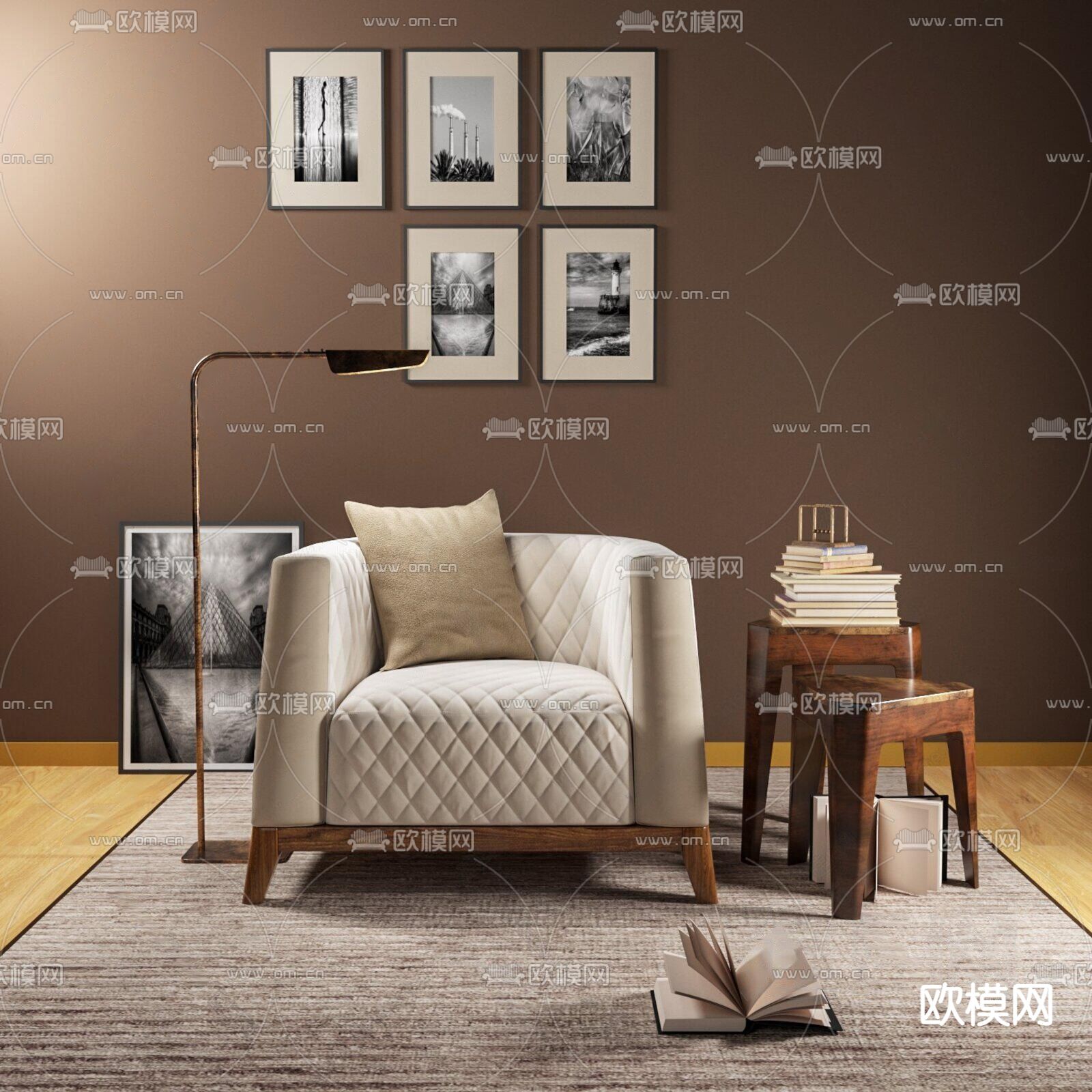 北欧单人沙发3d模型下载