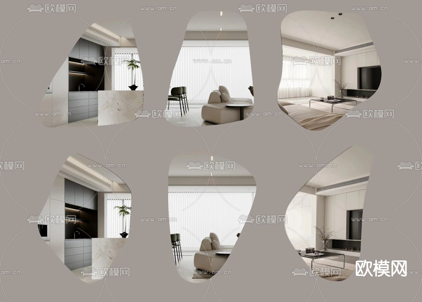 现代镜子 全身镜 穿衣镜su模型下载（渲染图2）