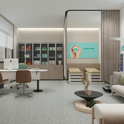  现代医院诊疗室 校医室su模型 