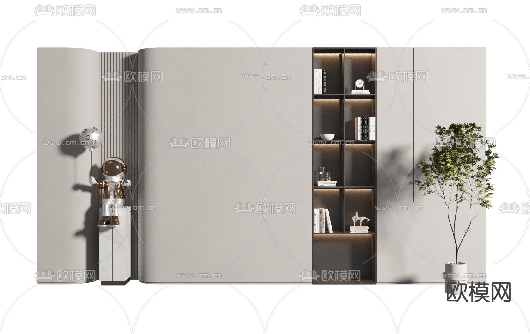 侘寂风背景墙3d模型下载