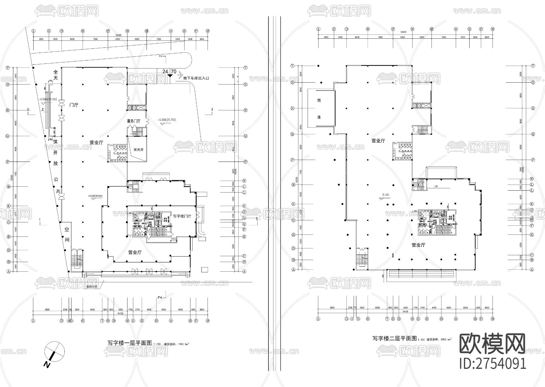 高层写字楼建筑CAD施工图下载（渲染图6）