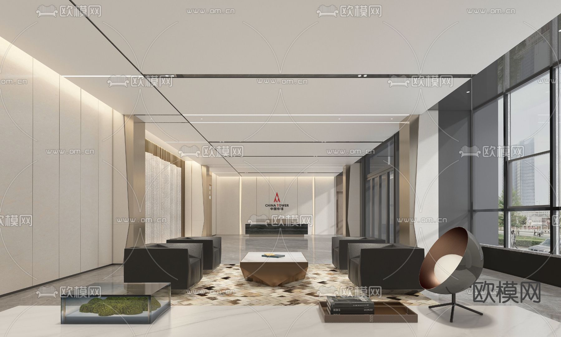 现代公司大堂su模型下载（渲染图1）