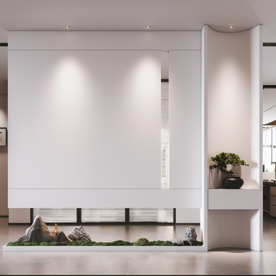  现代办公室过道su模型 