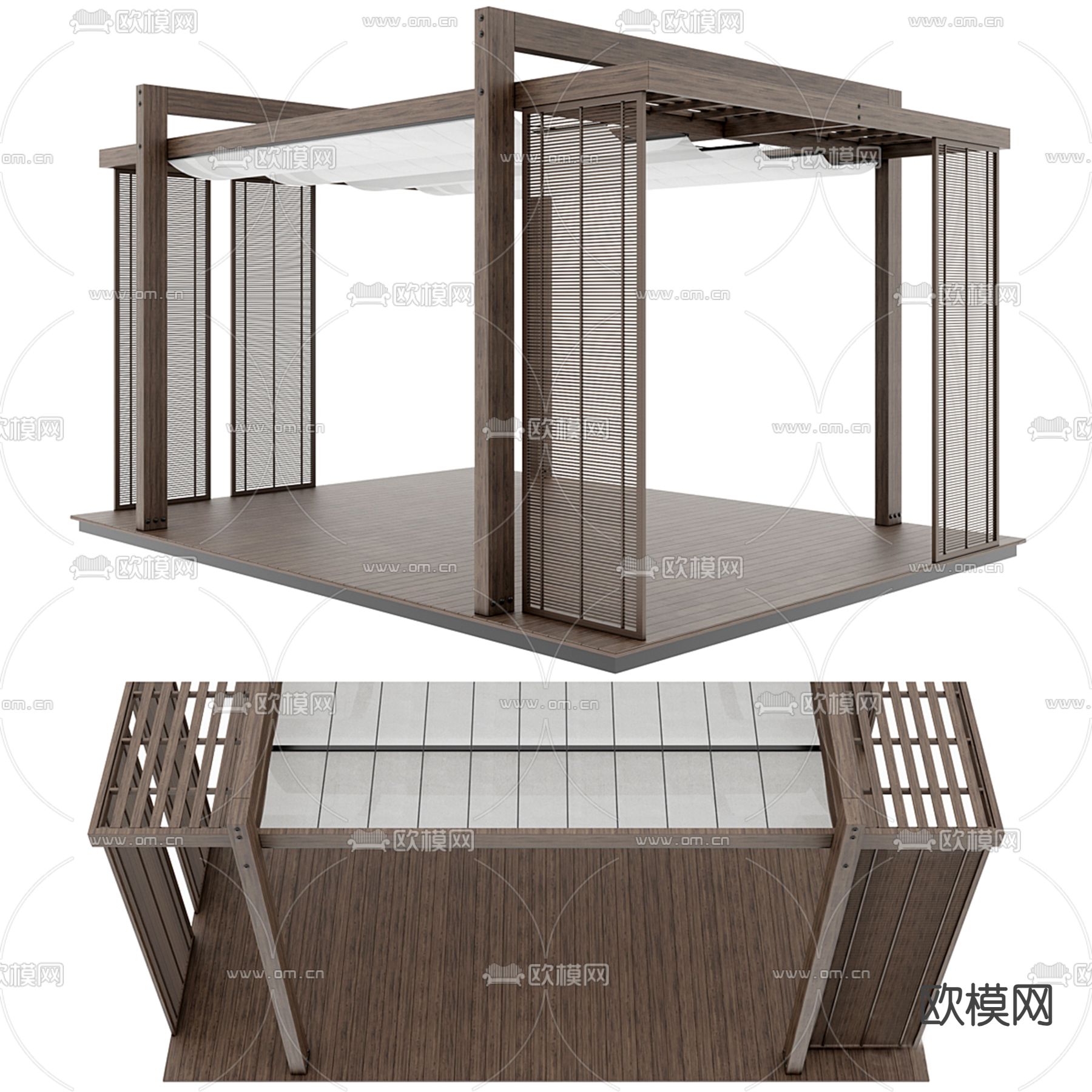 景观廊架 户外廊架3d模型下载