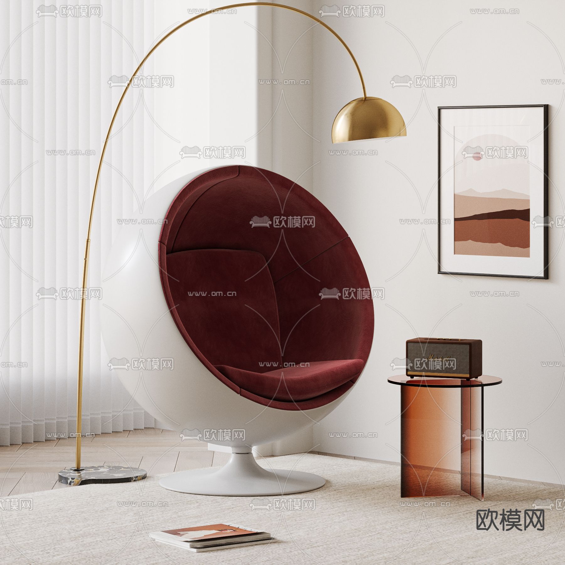 椅子 蛋椅 休闲椅3d模型下载_ID14192874_3dmax免费模型-欧模网