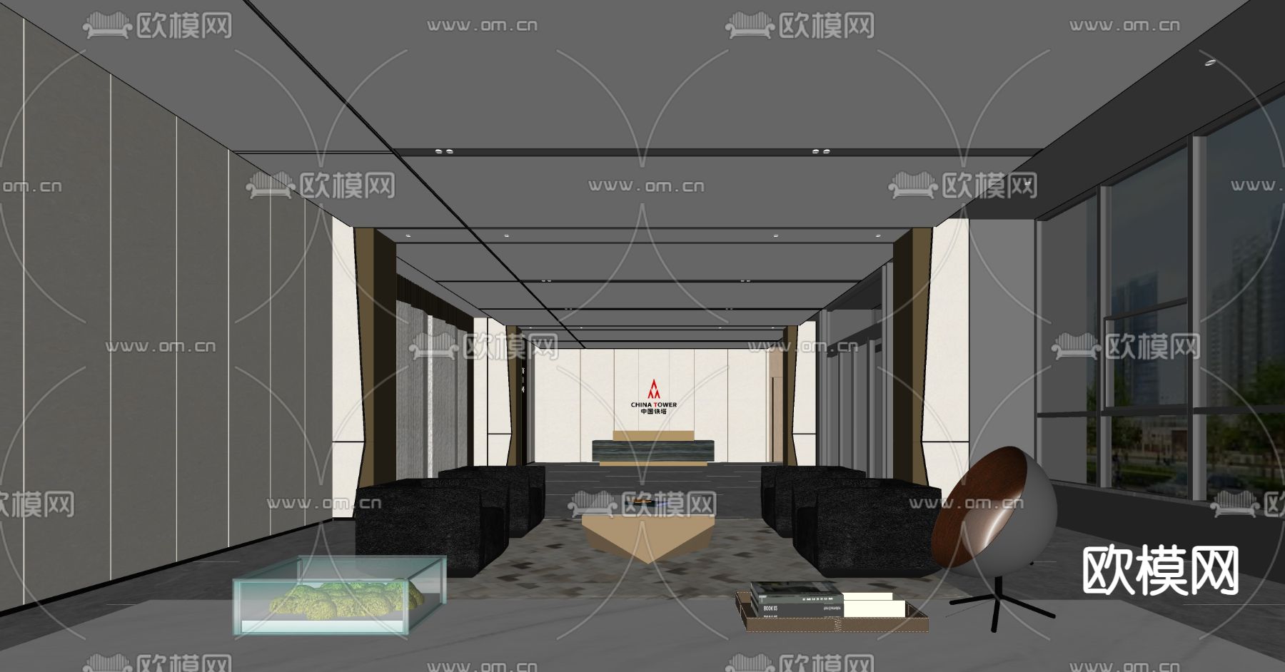 现代公司大堂su模型下载（渲染图2）