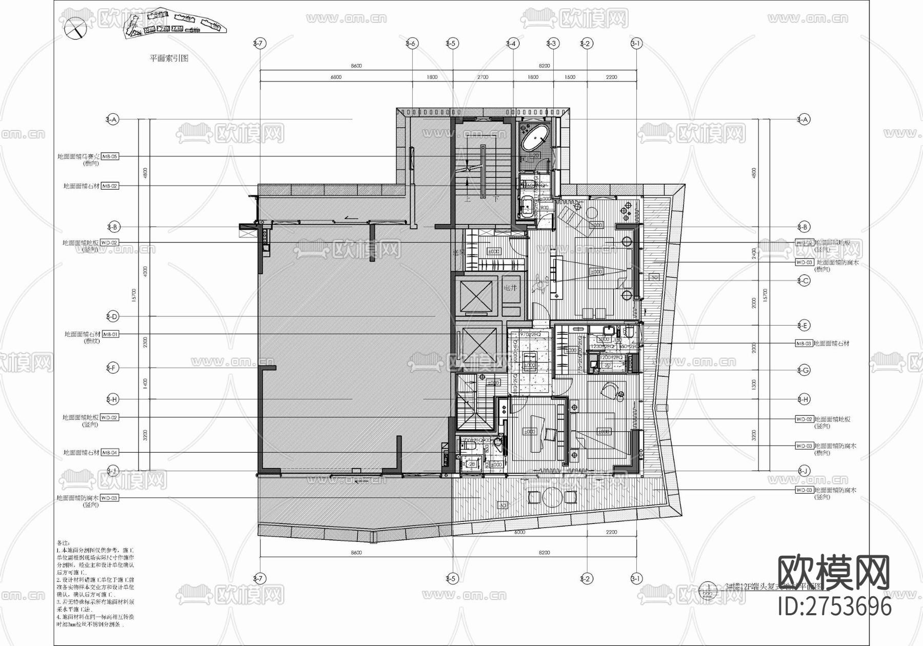 两层家装复式样板房CAD施工图下载（渲染图5）