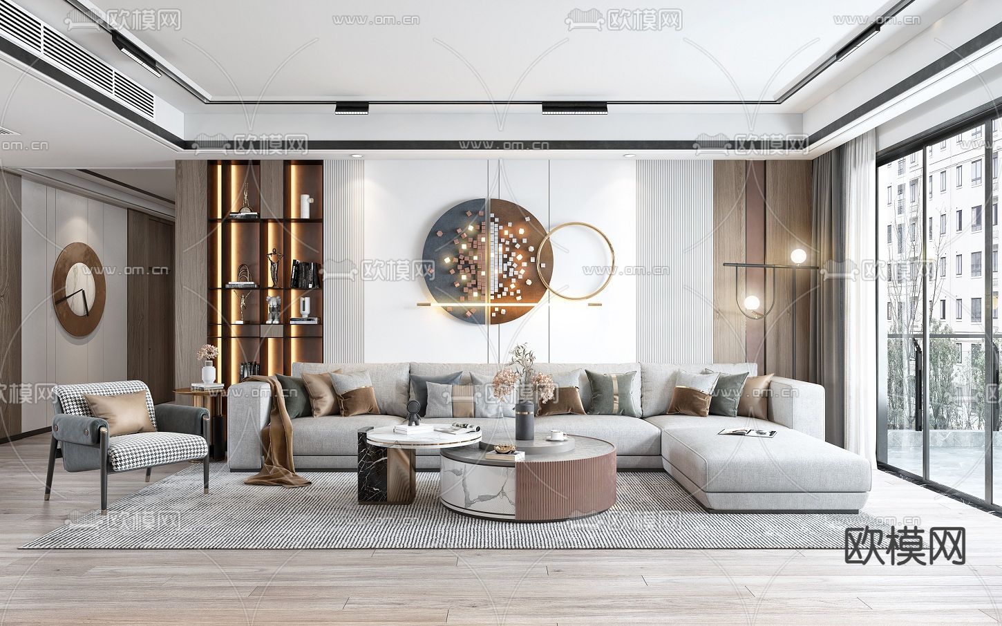 现代客餐厅3d模型下载（渲染图1）