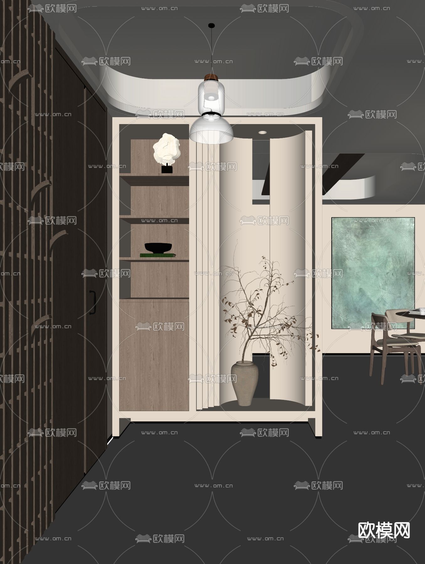 侘寂门厅su模型下载（渲染图2）