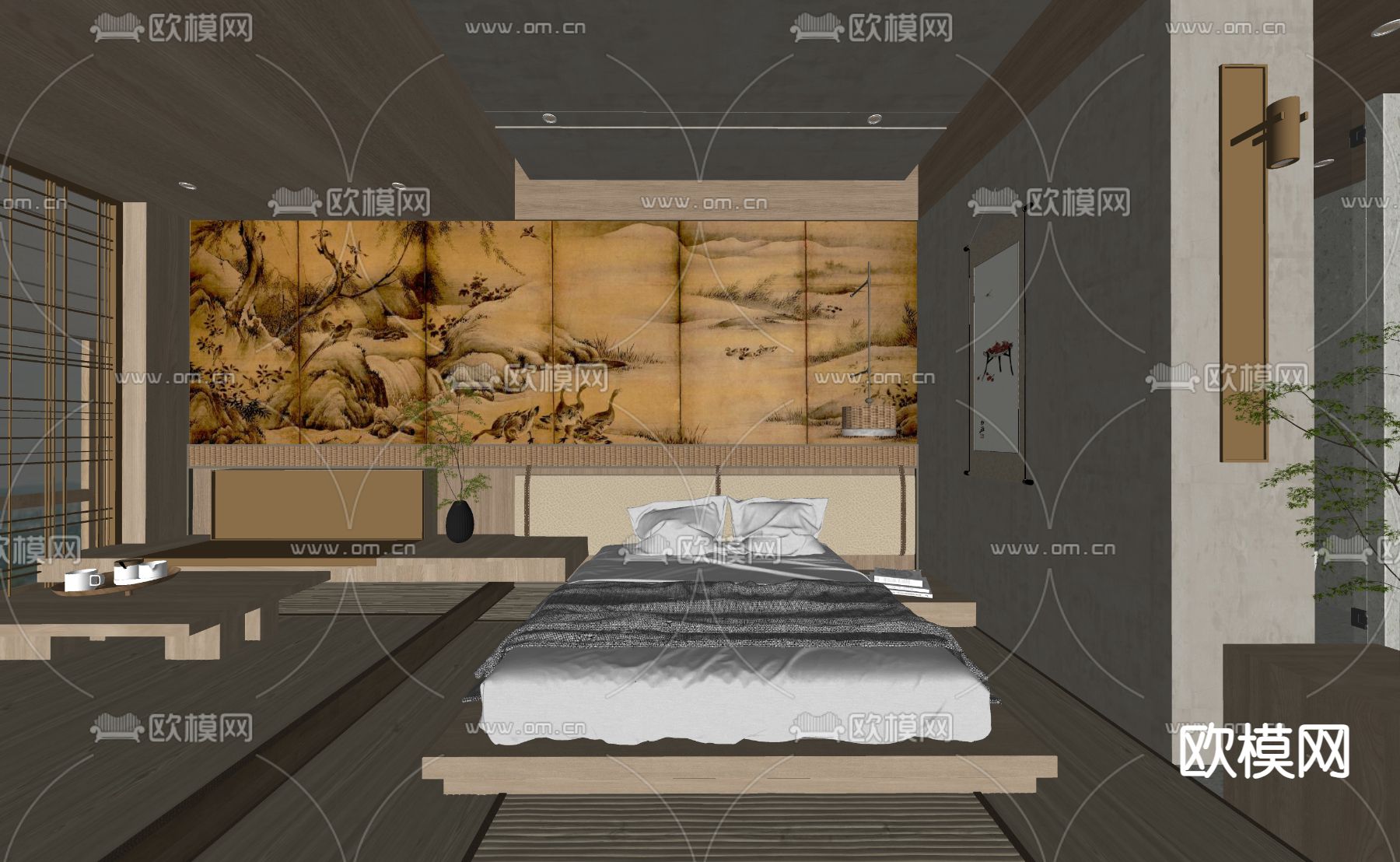 日式民宿su模型下载（渲染图2）