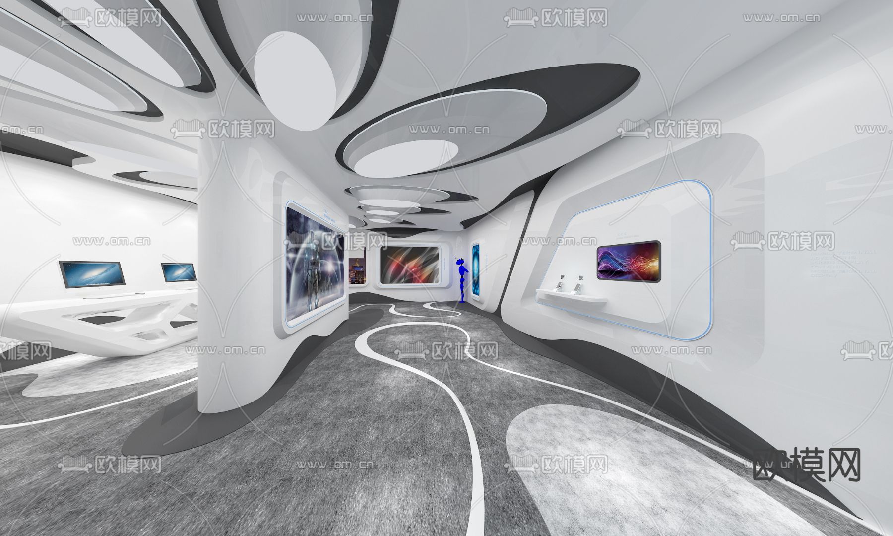 科技企业展厅3d模型下载_ID14188595_3dmax免费模型-欧模网