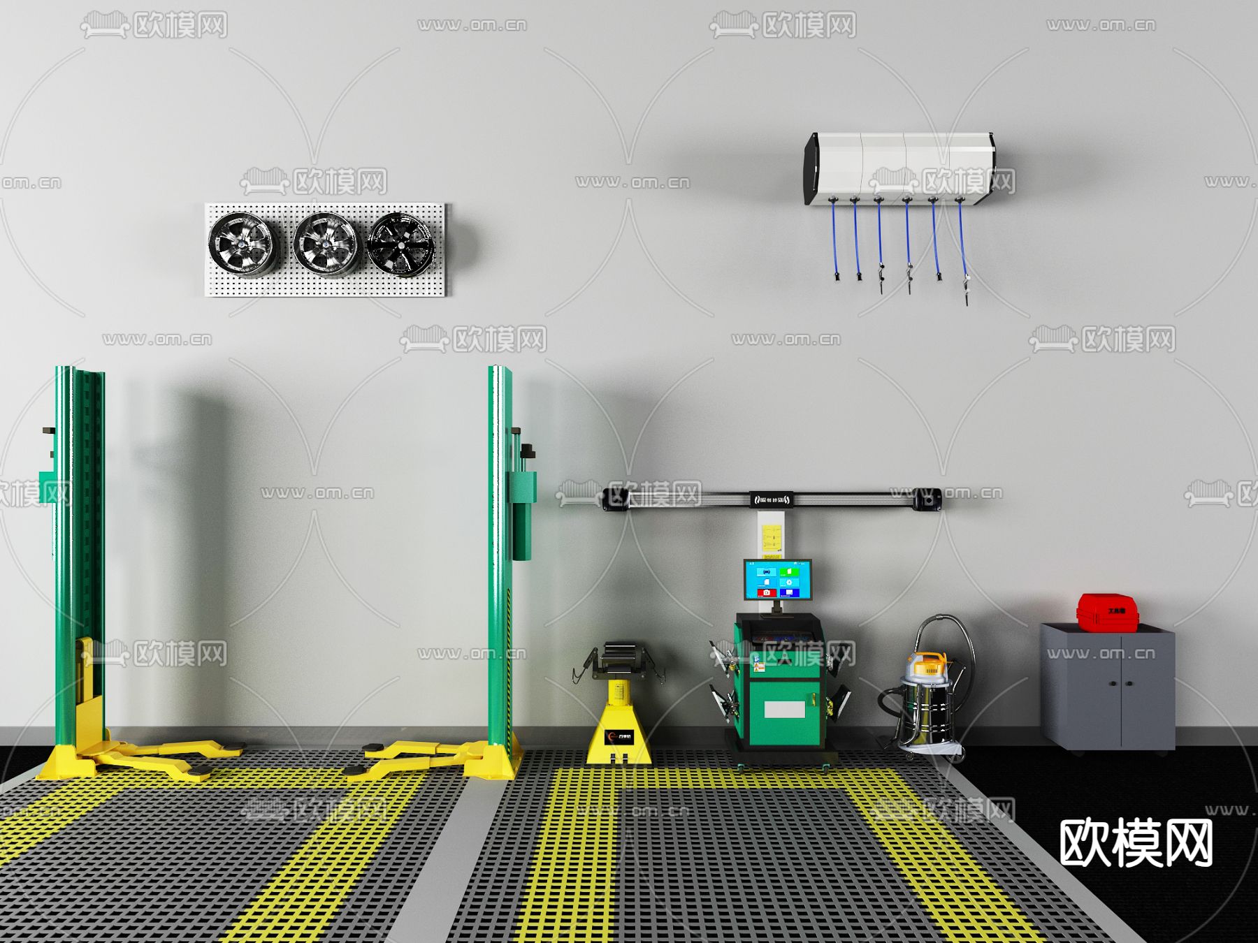 汽车维修设备 千斤顶su模型下载（渲染图1）