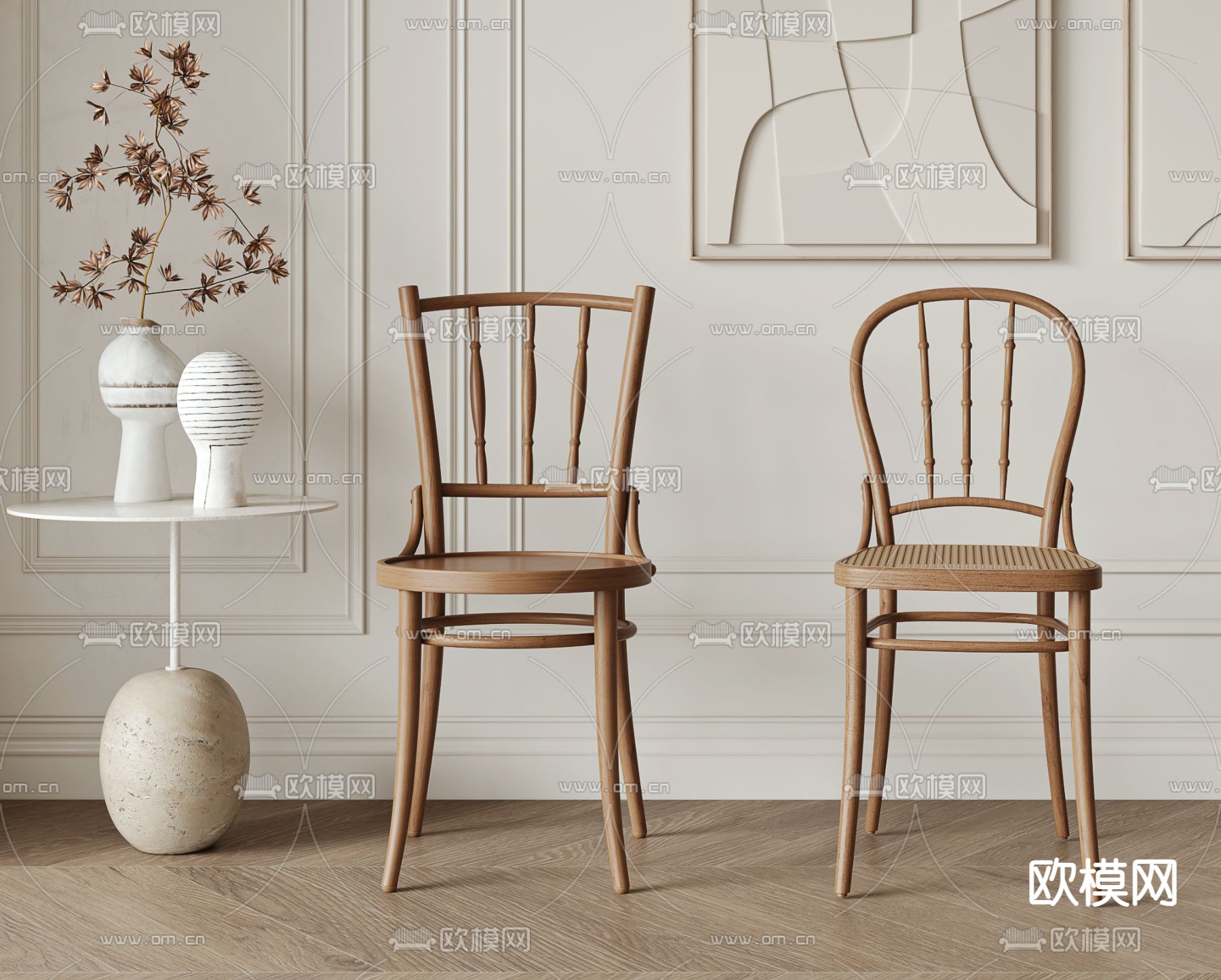 中古风椅子 餐椅3d模型下载