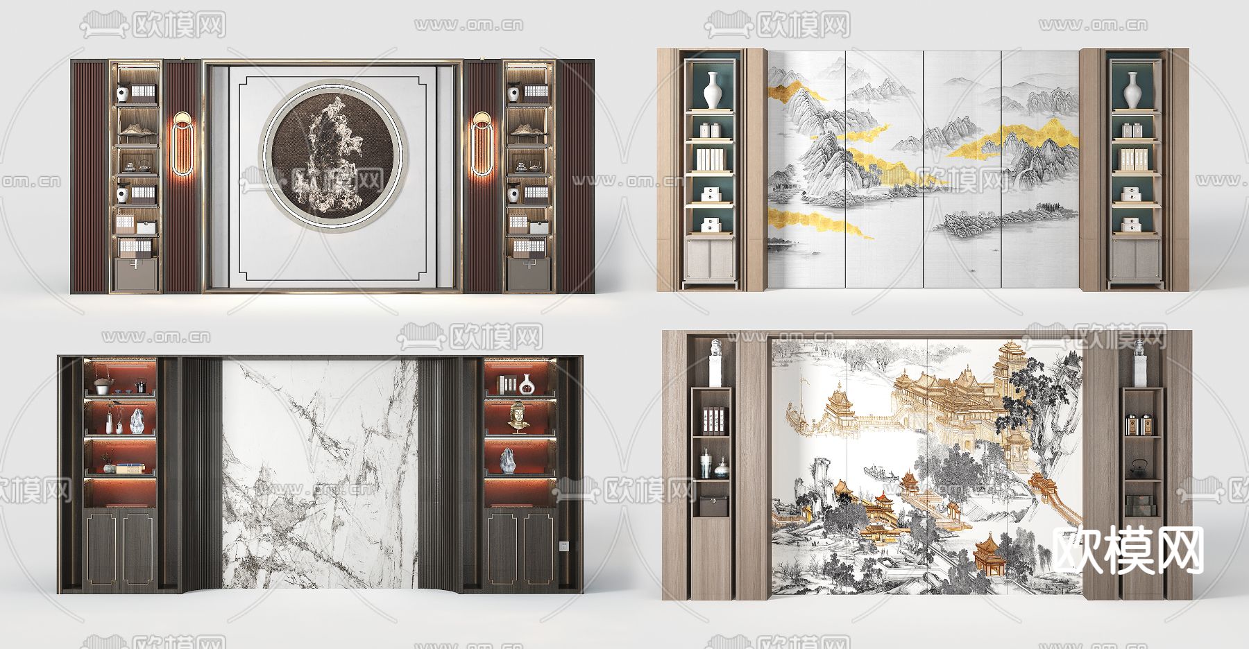 山水背景墙3d模型下载