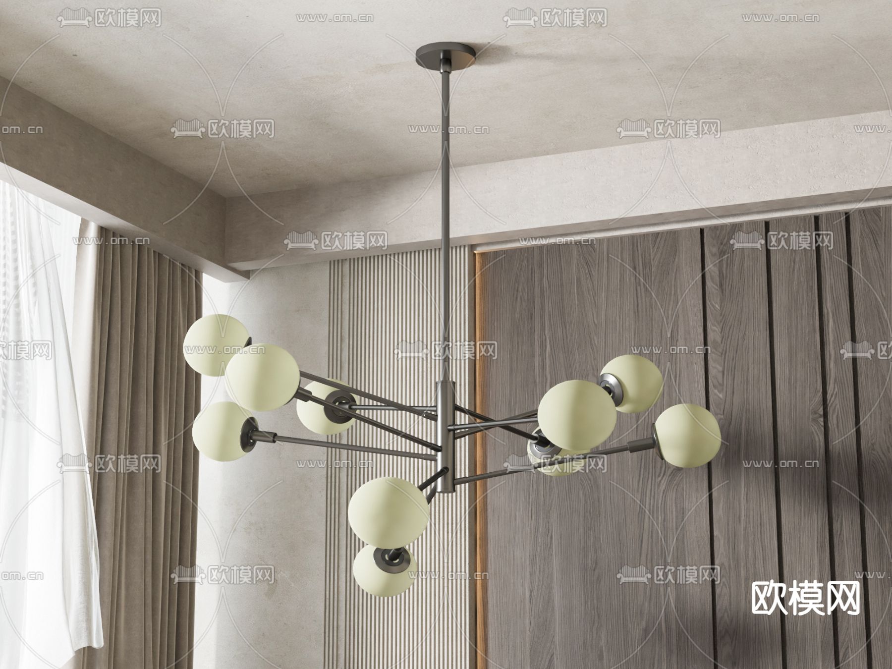 多头吊灯 大厅吊灯3d模型下载