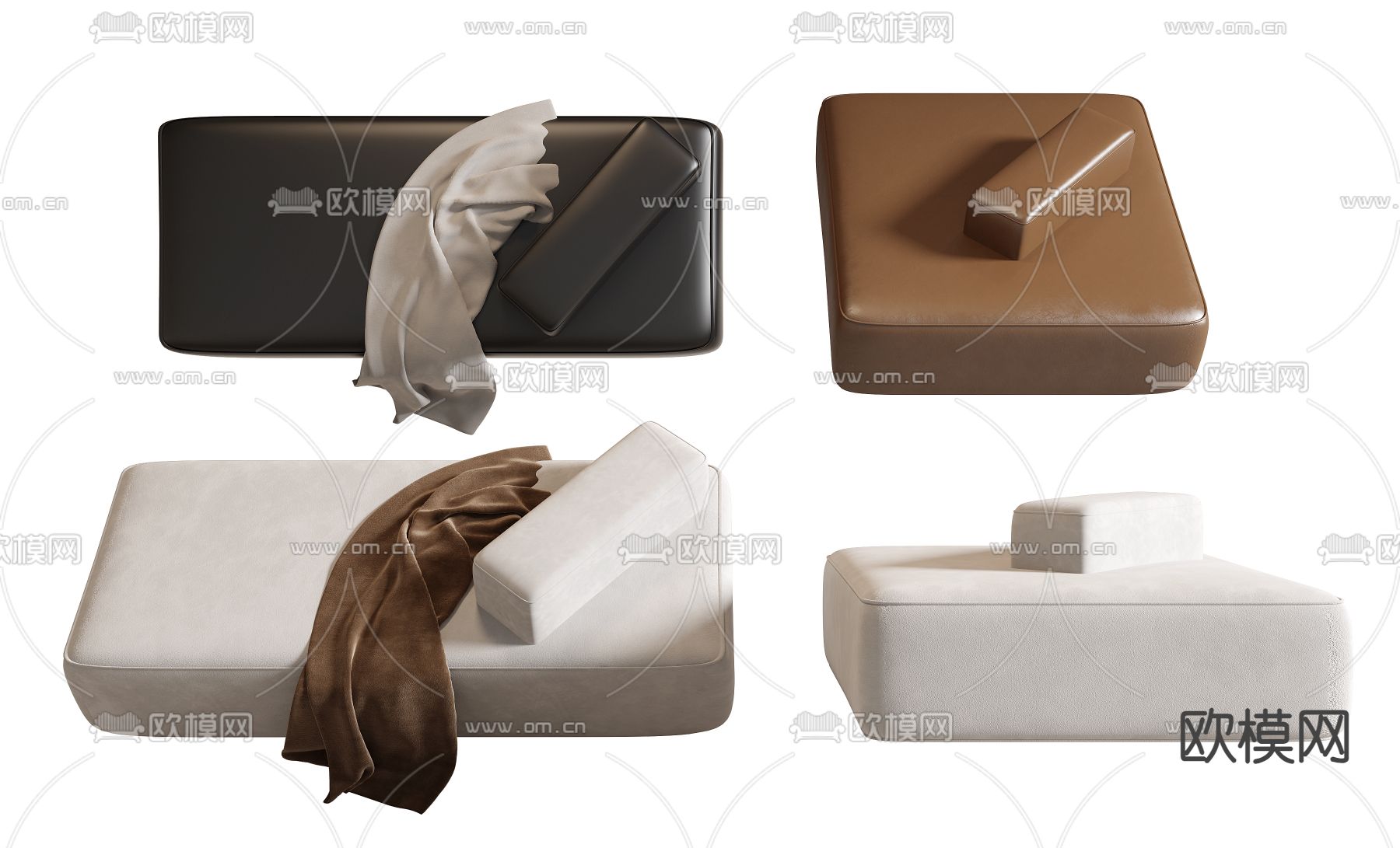 脚踏 方块沙发3d模型下载