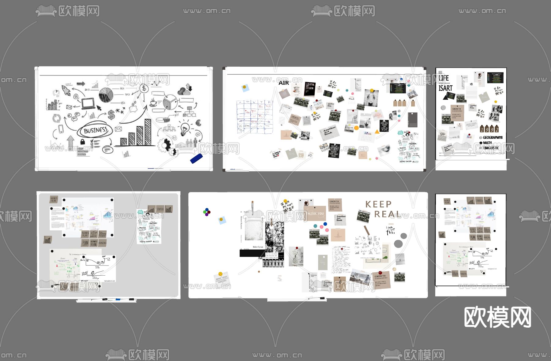 写字板 便签墙 便利贴白板su模型下载（渲染图2）