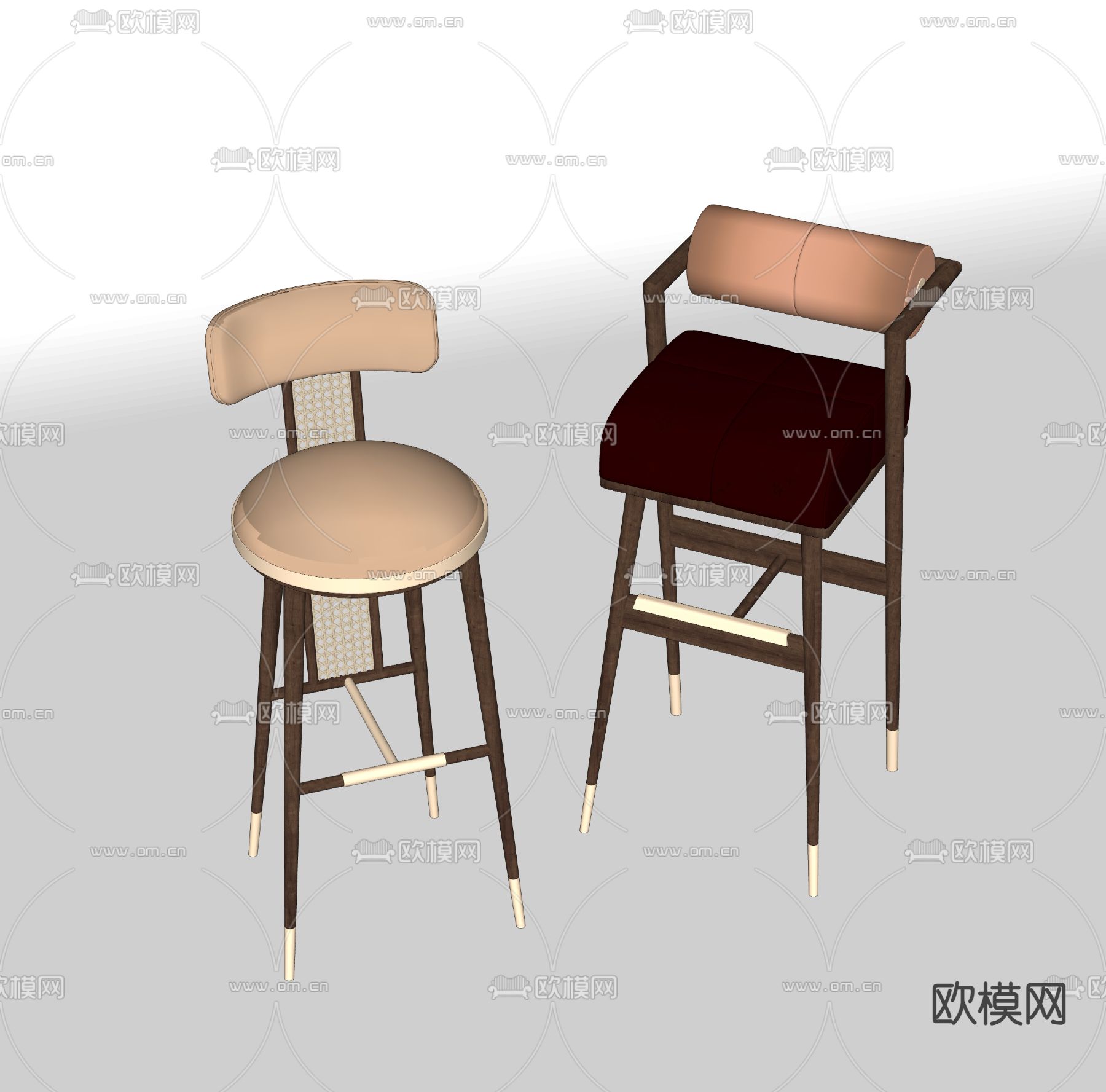 轻奢吧椅su模型下载（渲染图2）