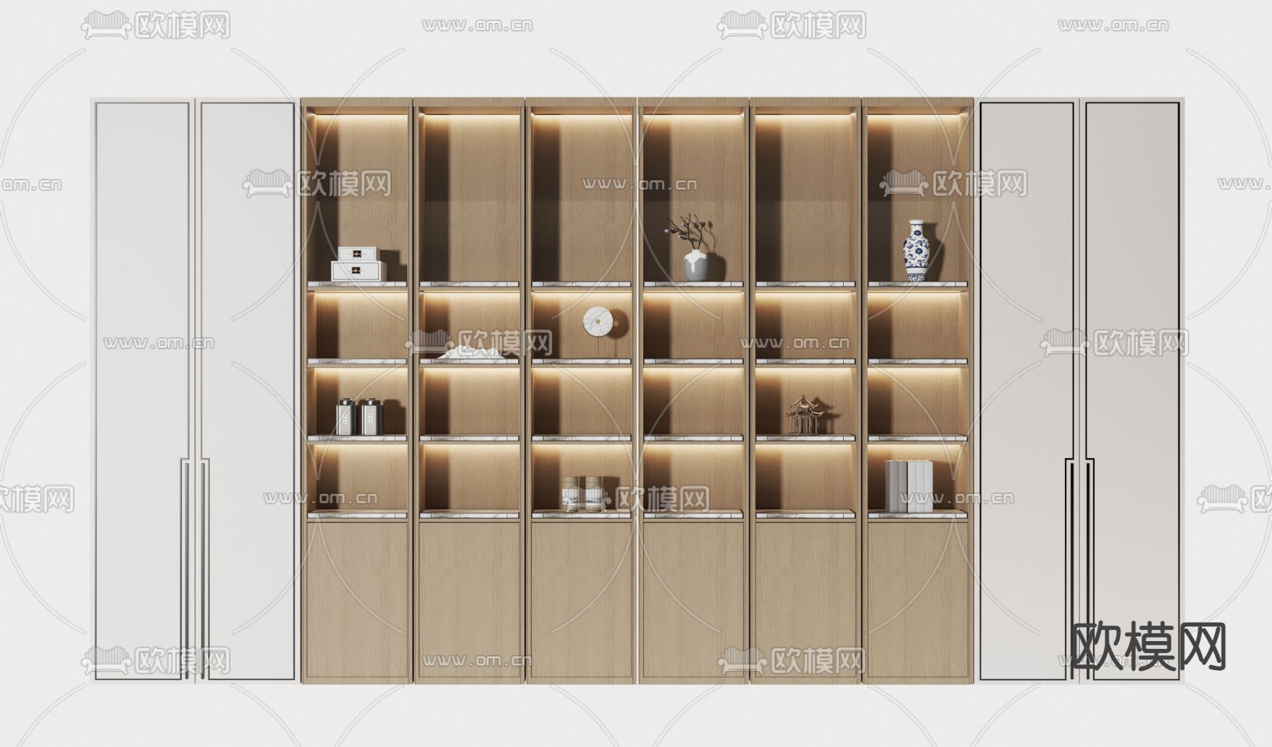 新中式装饰柜 书柜3d模型下载