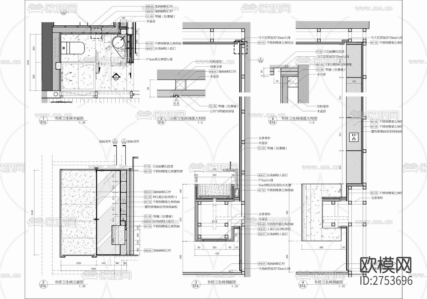 两层家装复式样板房CAD施工图下载（渲染图10）