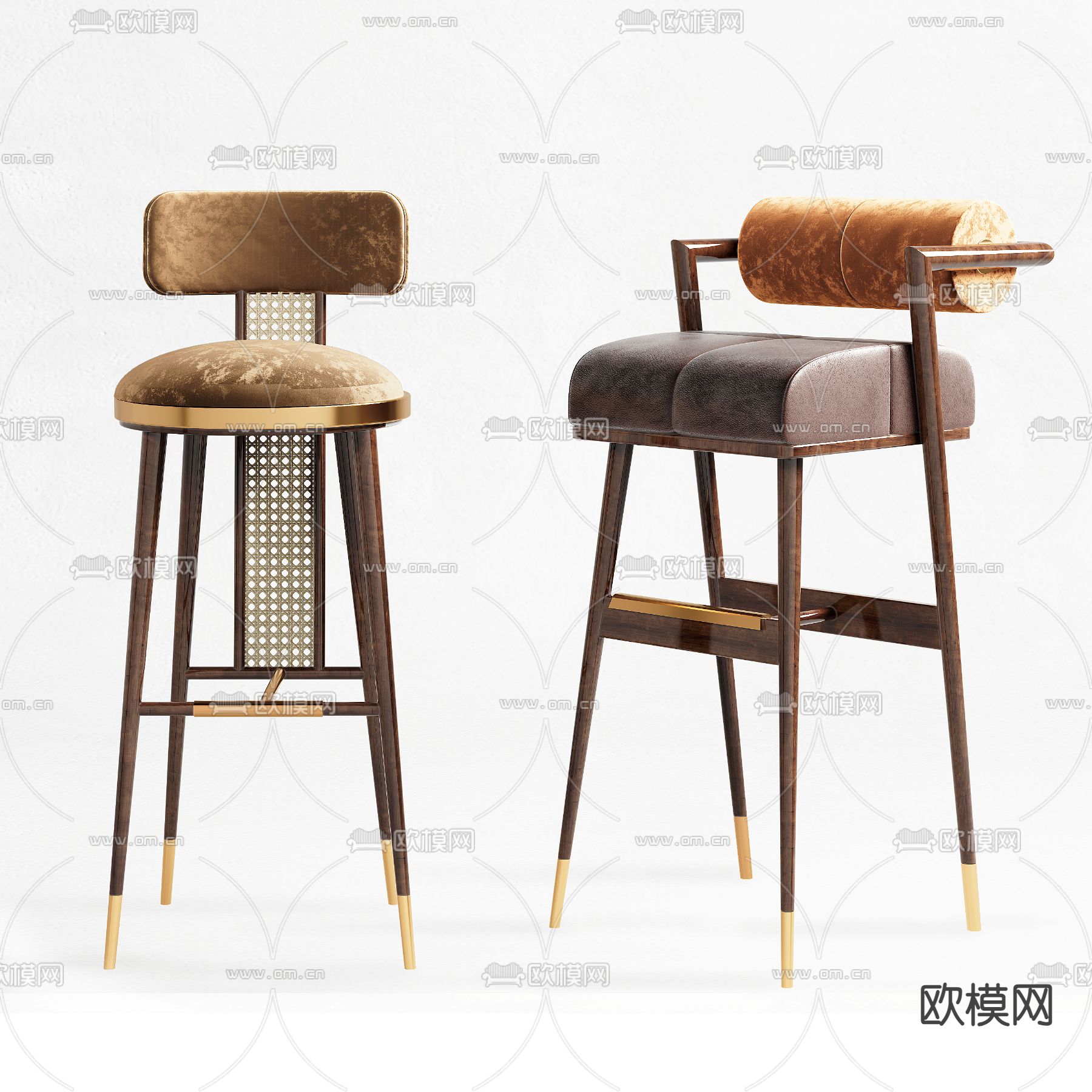 轻奢吧椅su模型下载（渲染图1）
