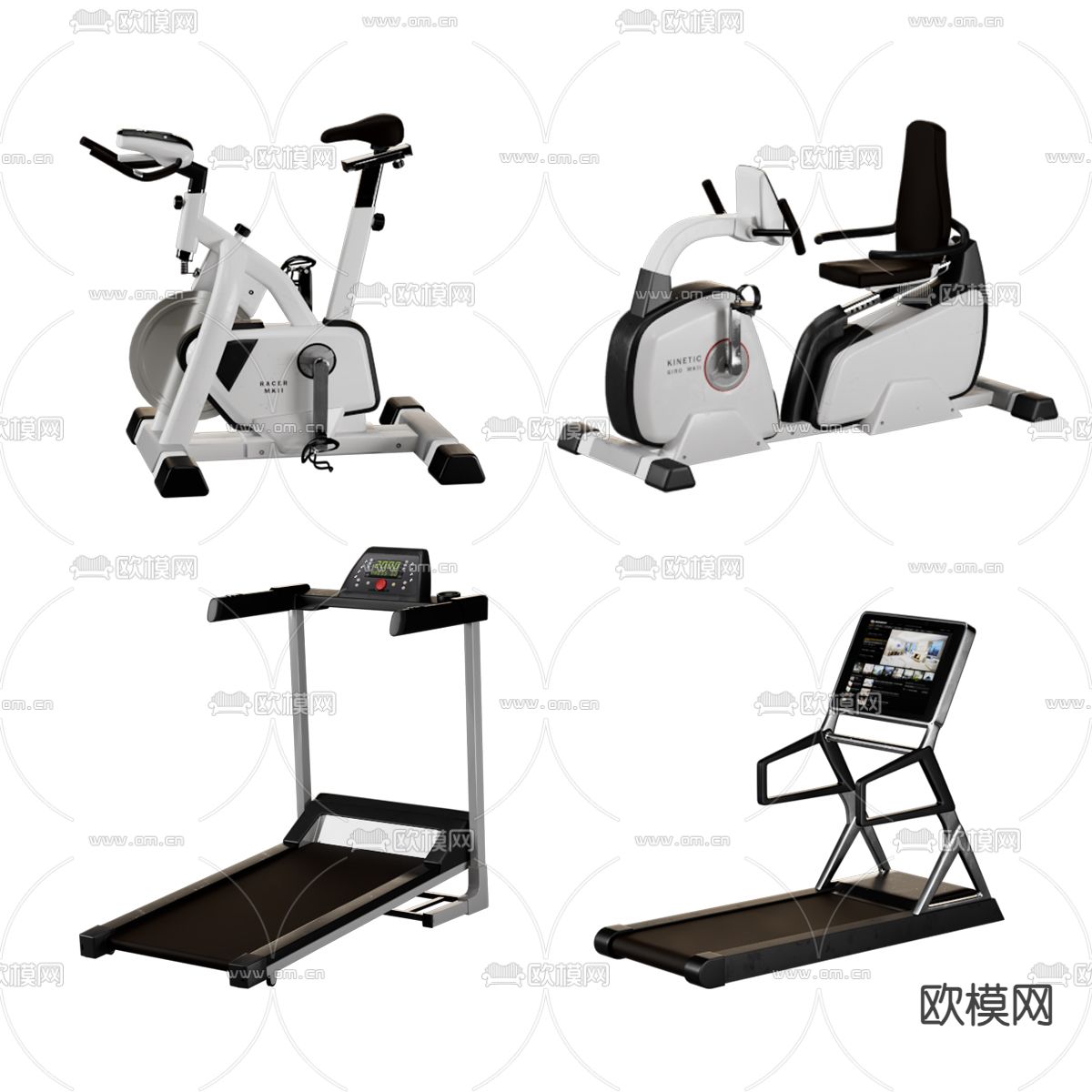 健身器材 动感单车 跑步机3d模型下载