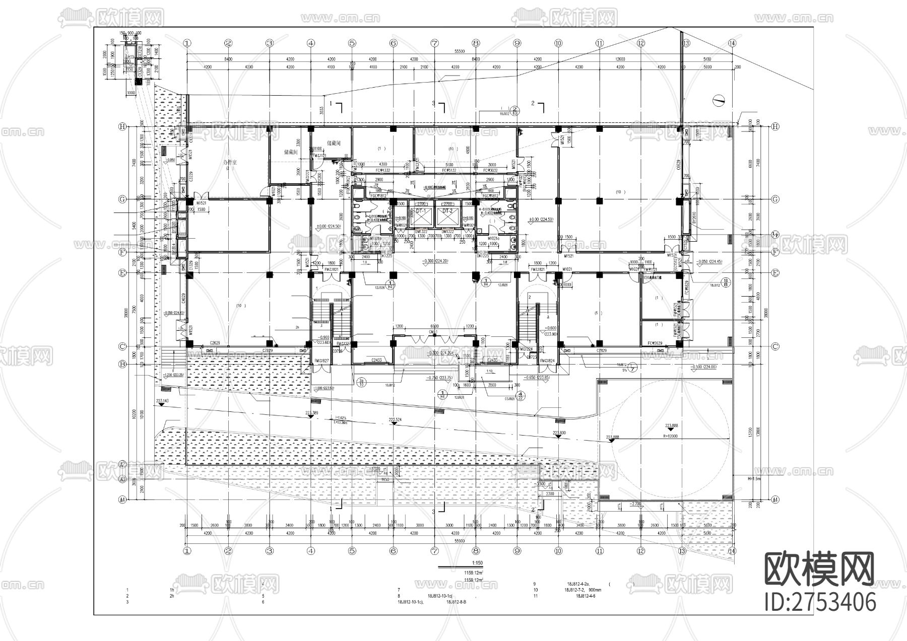 合川区总工会职工CAD施工图下载（渲染图4）