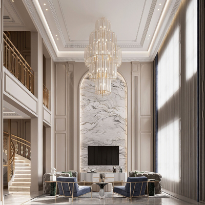  法式别墅客厅su模型 