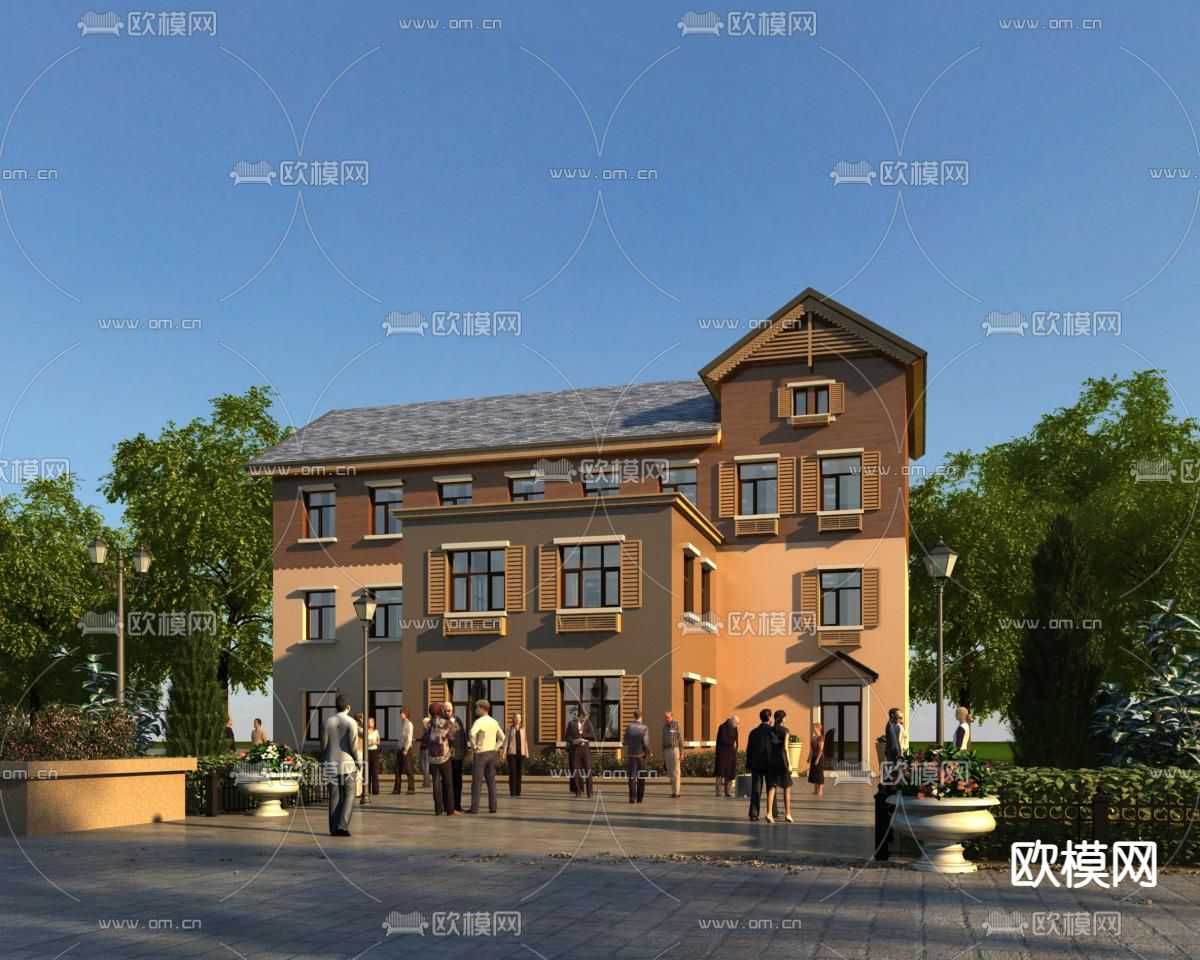 北欧住宅楼外观3d模型下载