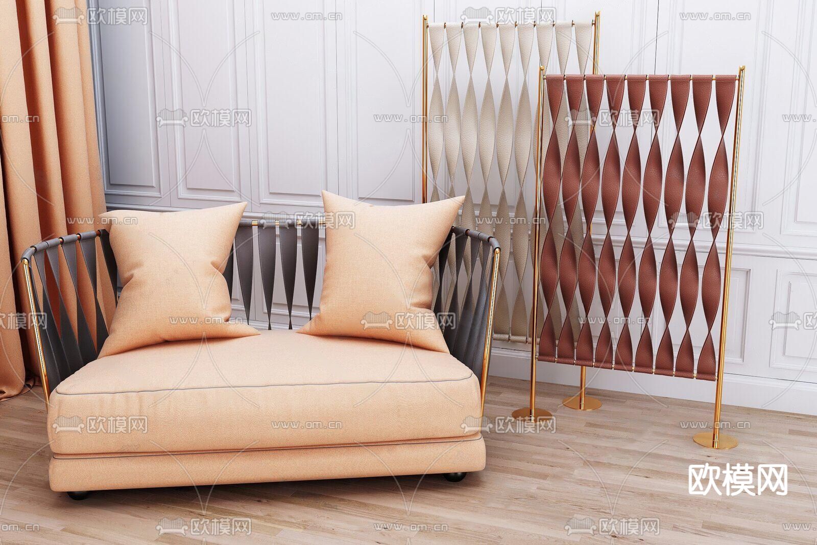 双人沙发3d模型下载