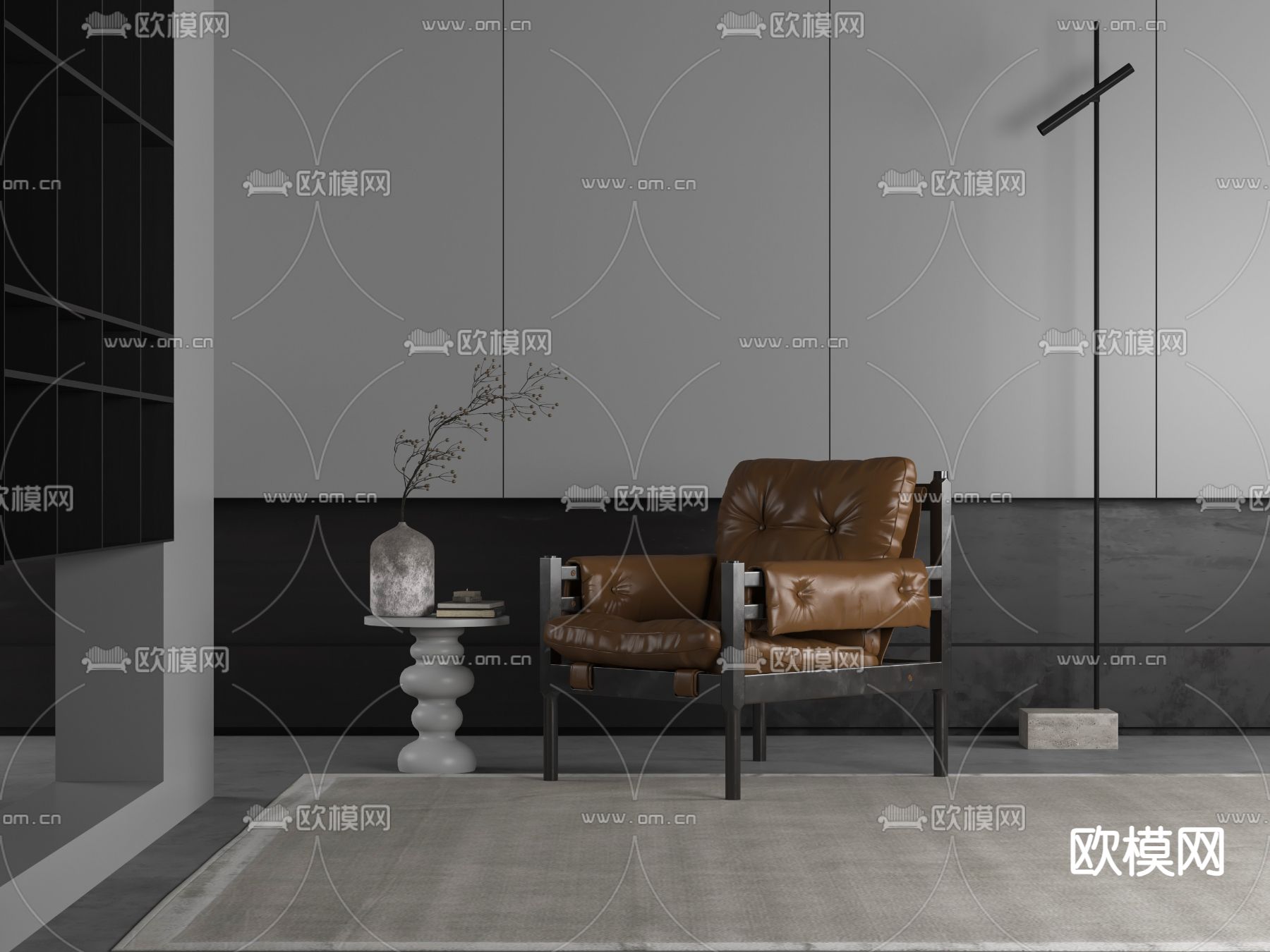 侘寂沙发椅 休闲椅3d模型下载