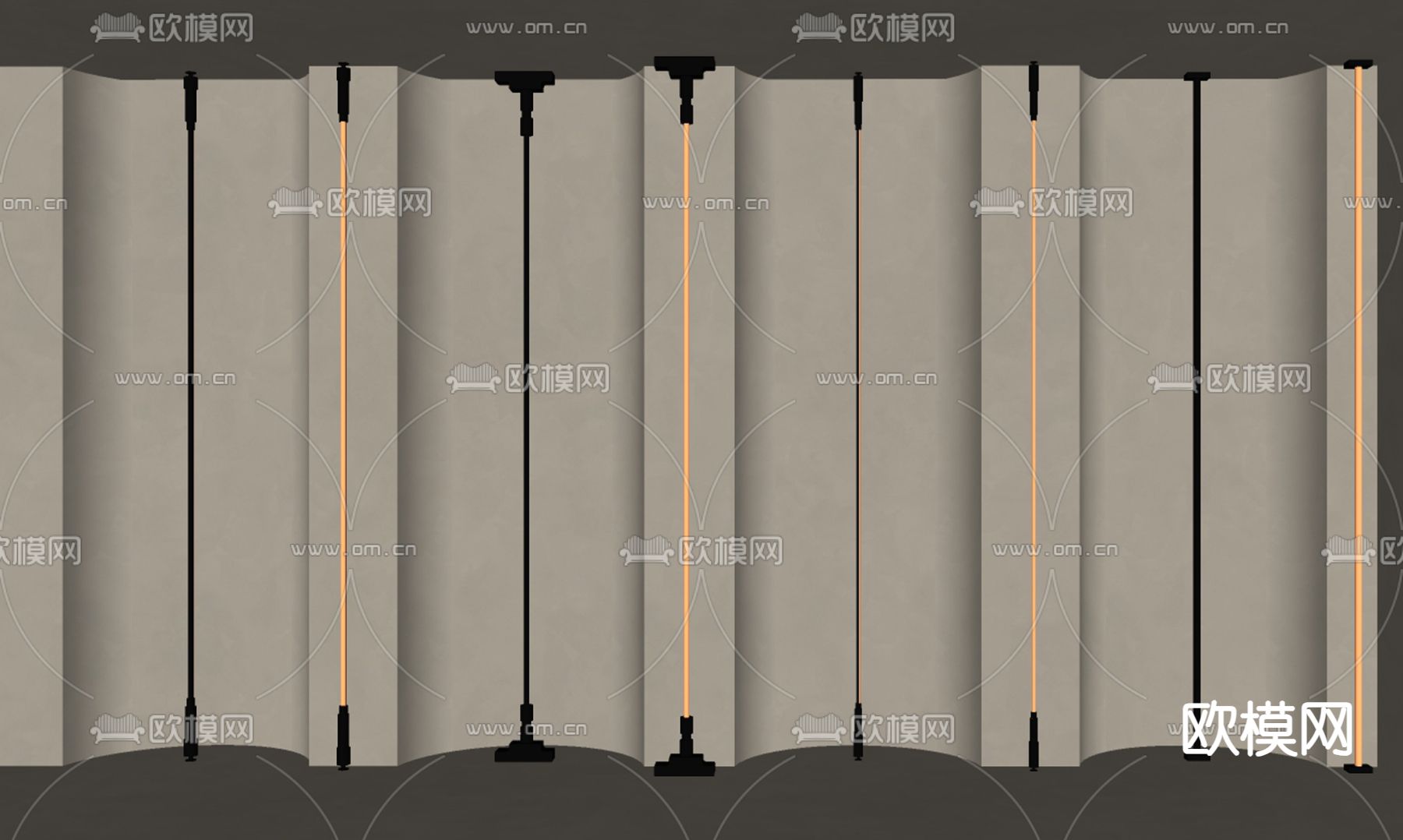 天际灯 线形灯 天际灯 钢带灯su模型下载（渲染图2）