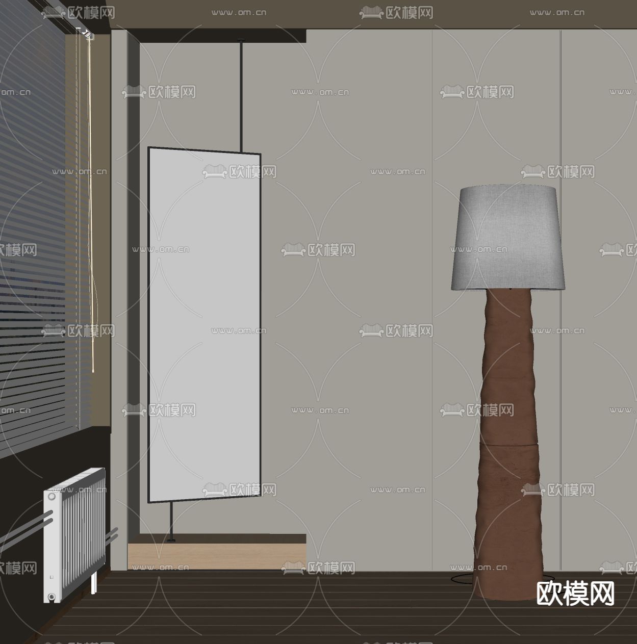 侘寂风落地灯su模型下载（渲染图2）