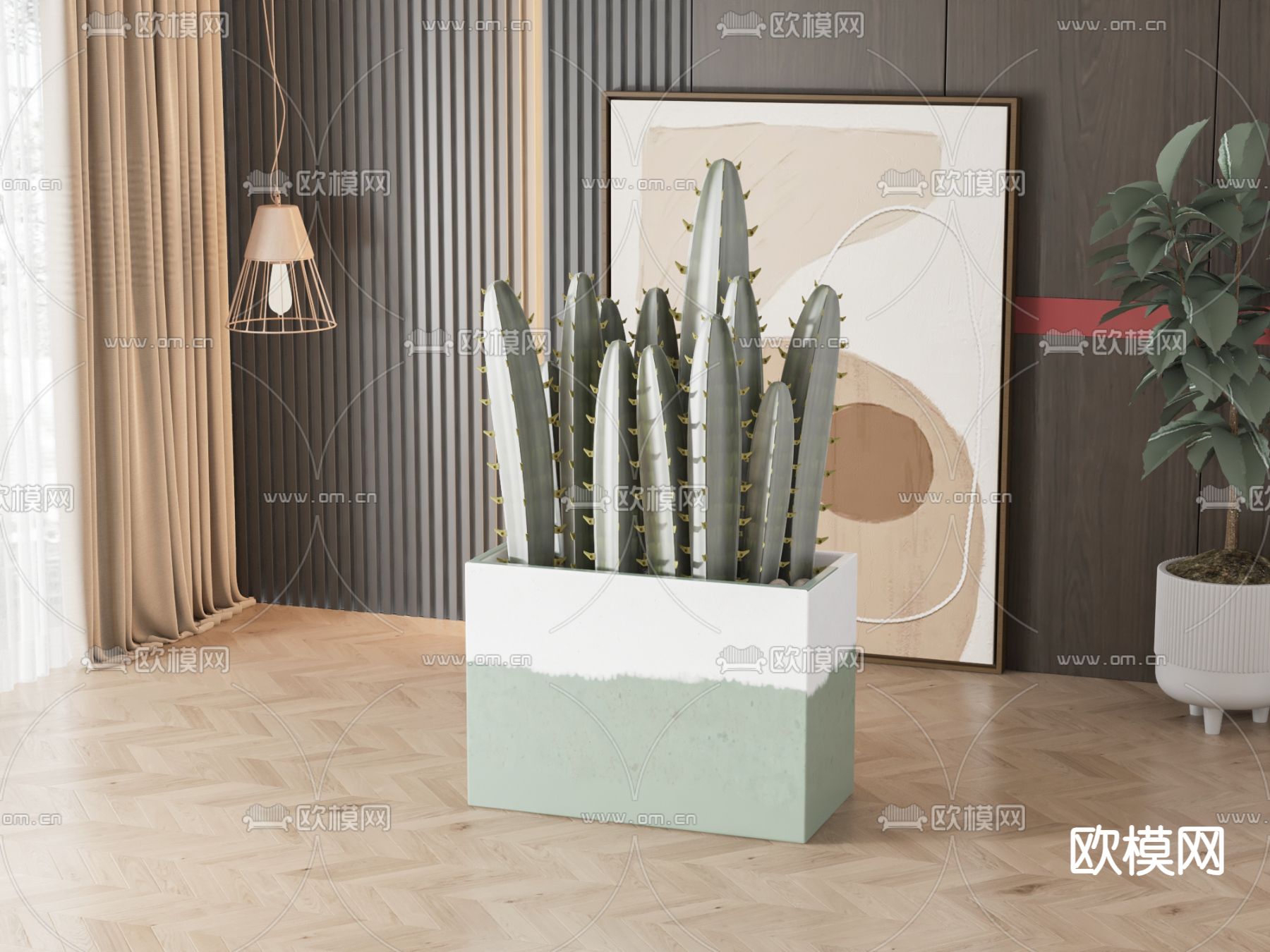 仙人掌盆栽 盆景3d模型下载