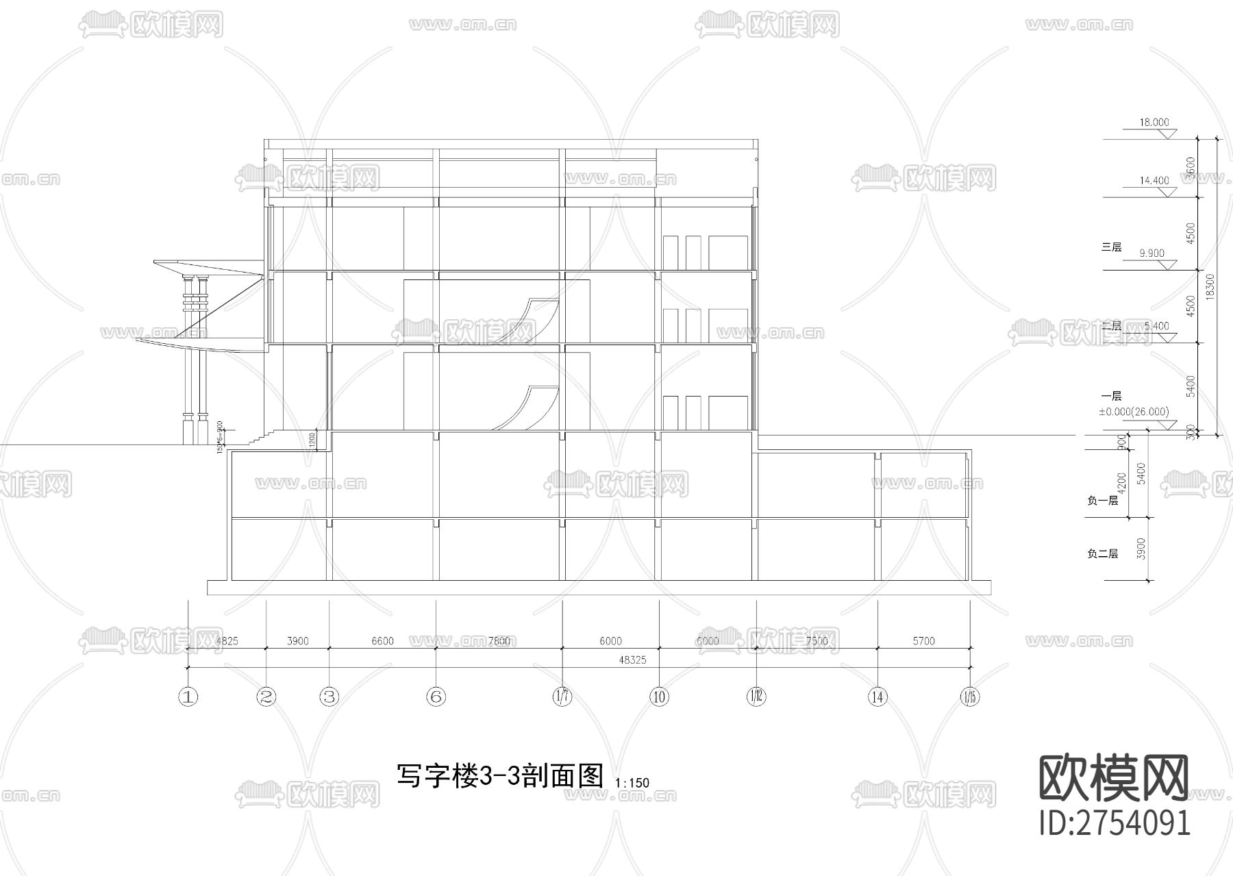 高层写字楼建筑CAD施工图下载（渲染图9）