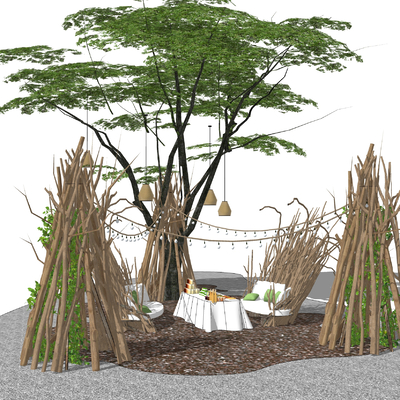  户外休闲座椅su模型 