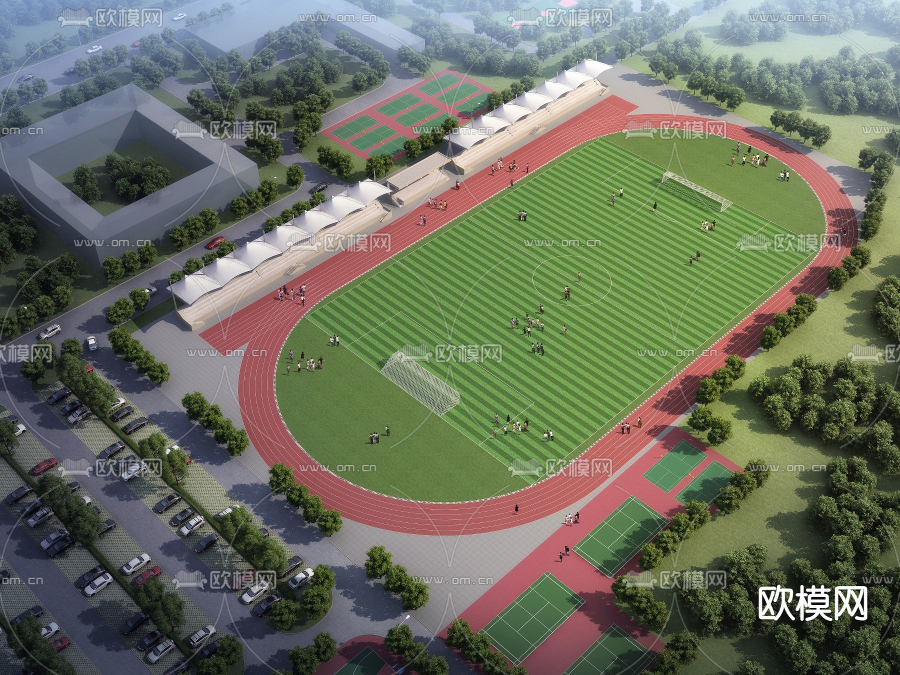 足球场 运动场3d模型下载