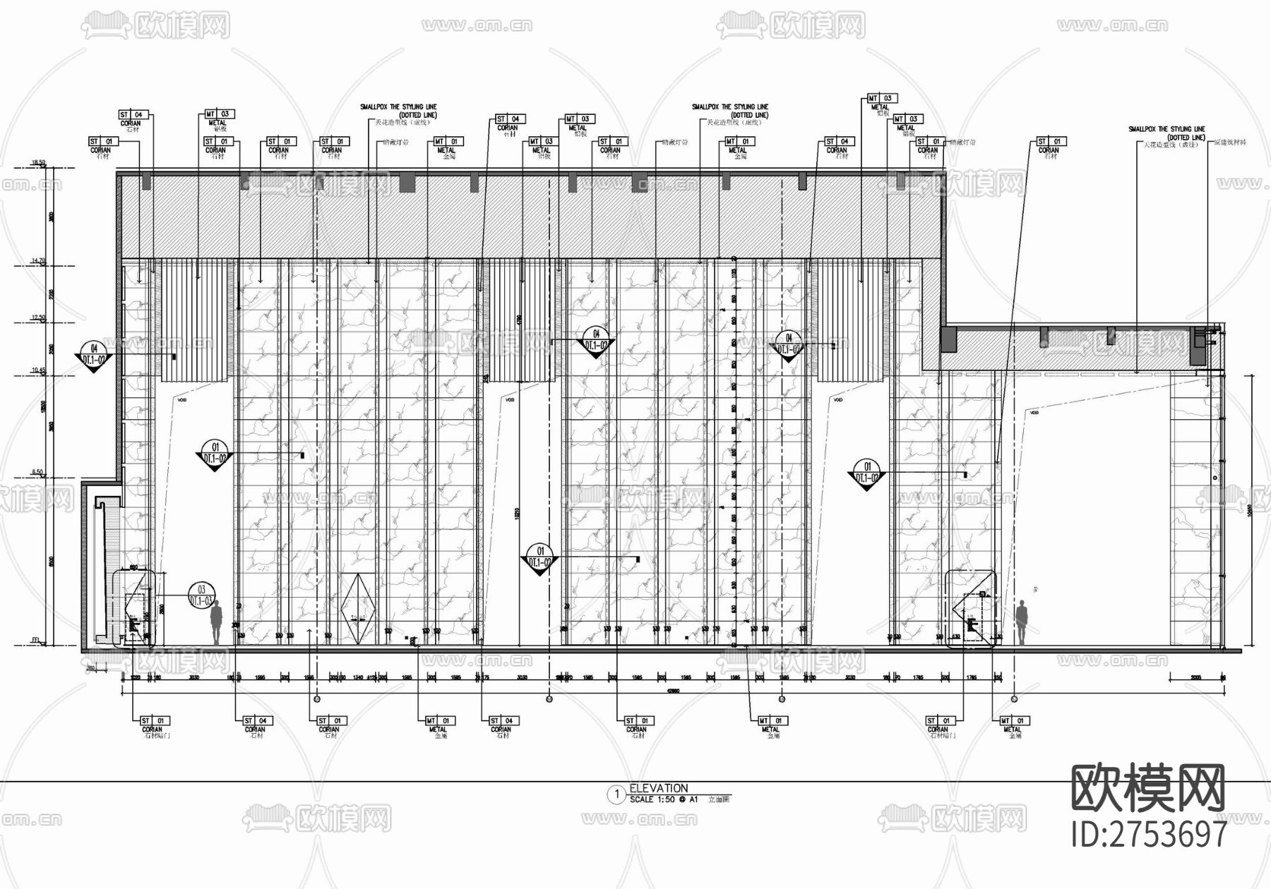 办公大堂及公区室内CAD施工图下载（渲染图1）