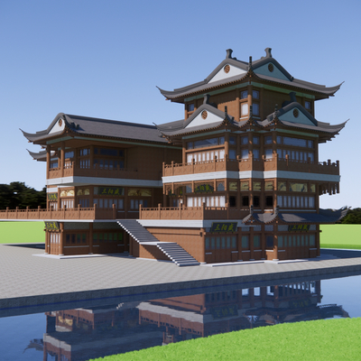  中式古建筑su模型 