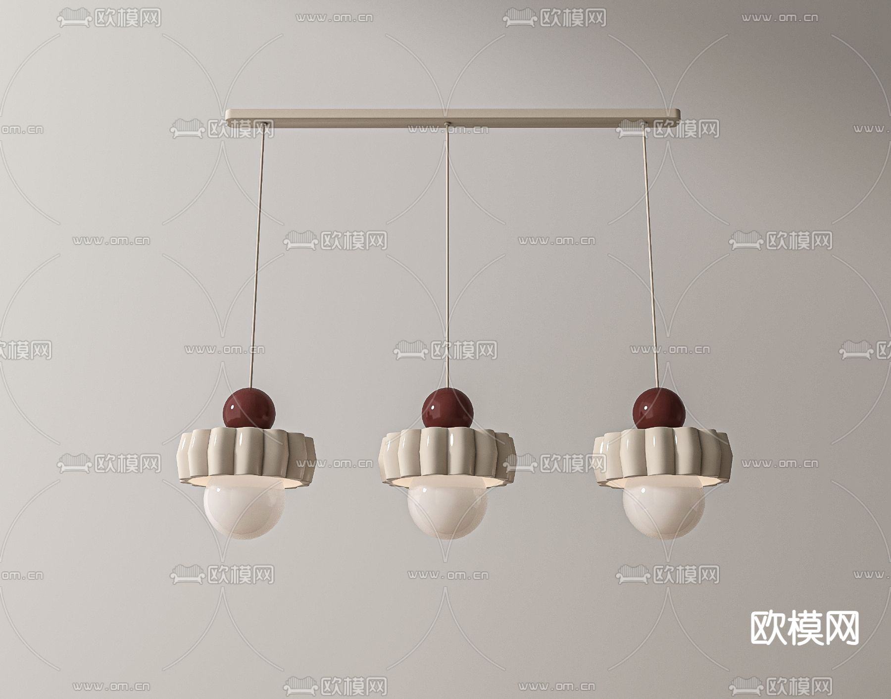 奶油风吊灯3d模型下载